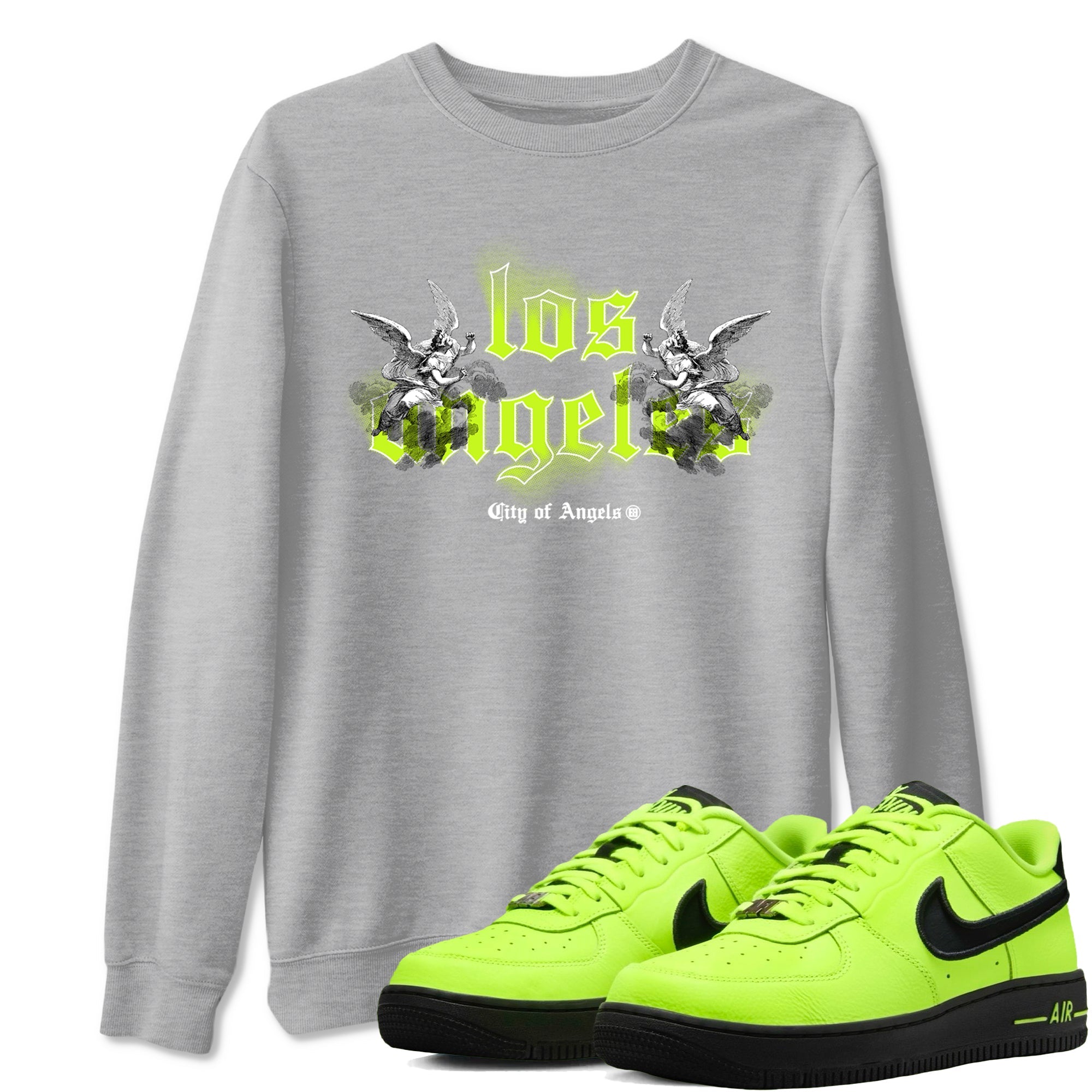 AF 1 Volt shirts to match jordans City Of Angeles sneaker match tees Air Force 1 Low Dance Volt match shoes to clothes Drip Gear Zone unisex cotton Heather Grey 1 shirts