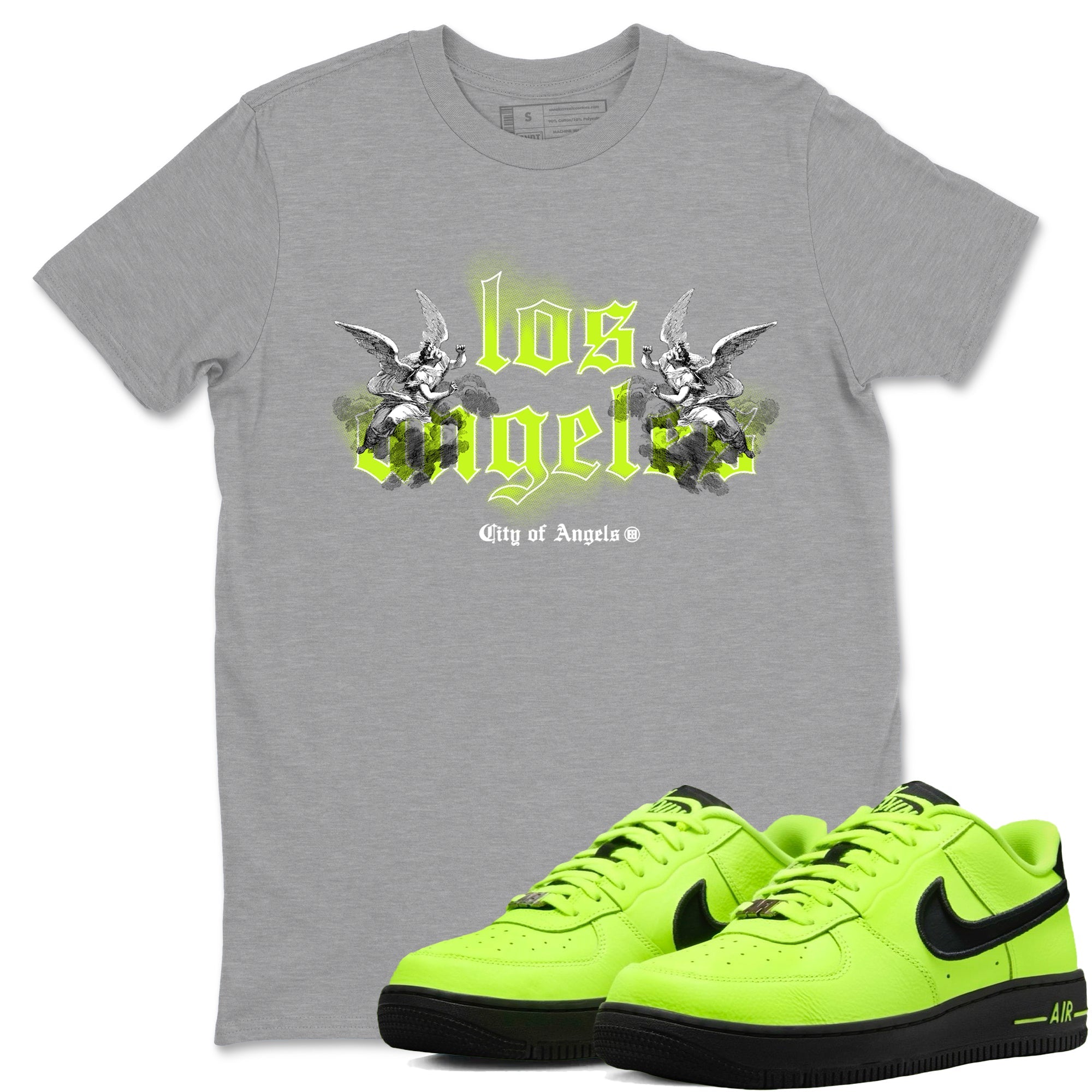 AF 1 Volt shirts to match jordans City Of Angeles sneaker match tees Air Force 1 Low Dance Volt match shoes to clothes Drip Gear Zone unisex cotton Heather Grey 1 shirts