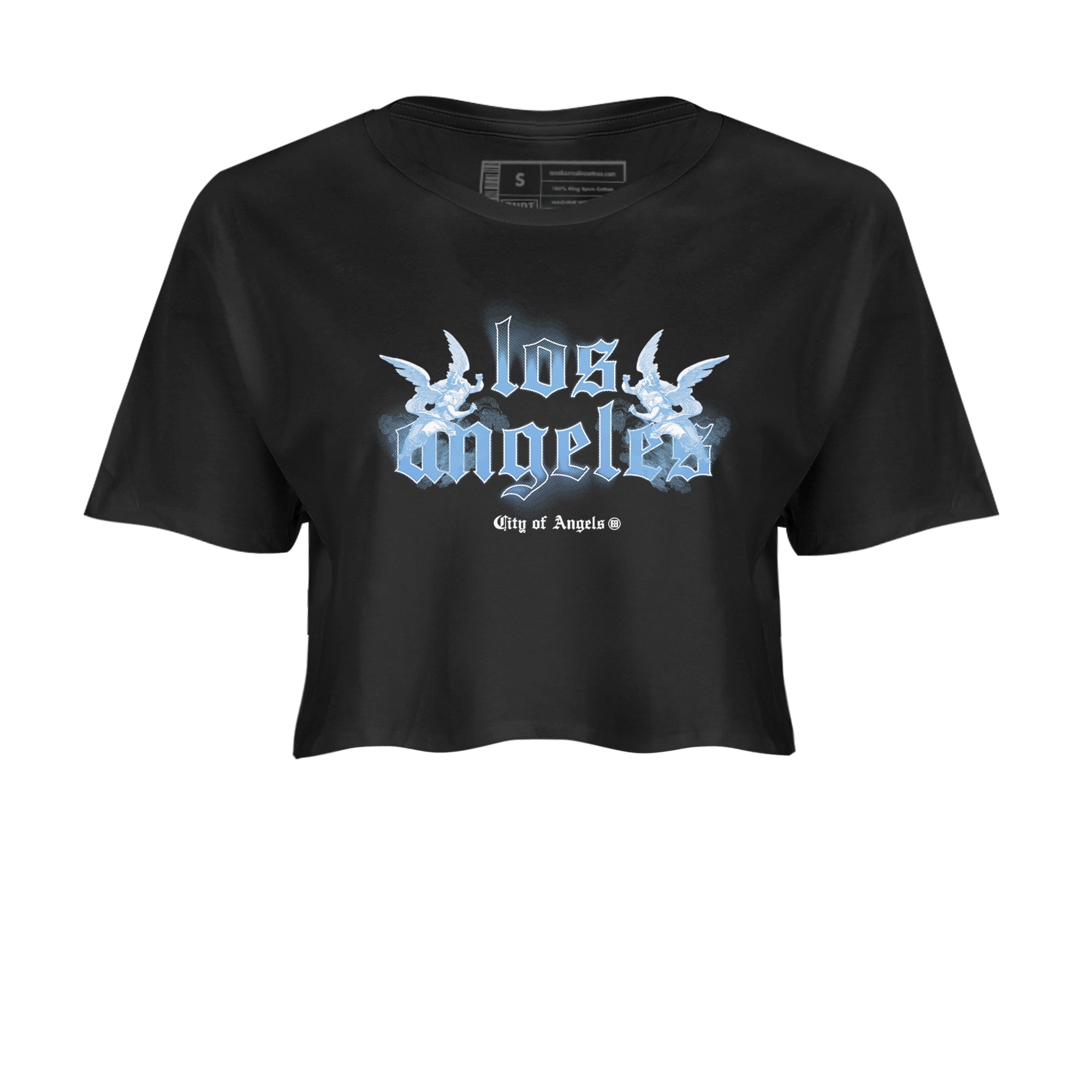 Air Jordan 11s Legend Blue shirts to match jordans City Of Angeles sneaker match tees Air Jordan 11 Retro Legend Blue match shoes to clothes Drip Gear Zone unisex cotton Black 2 crop tee