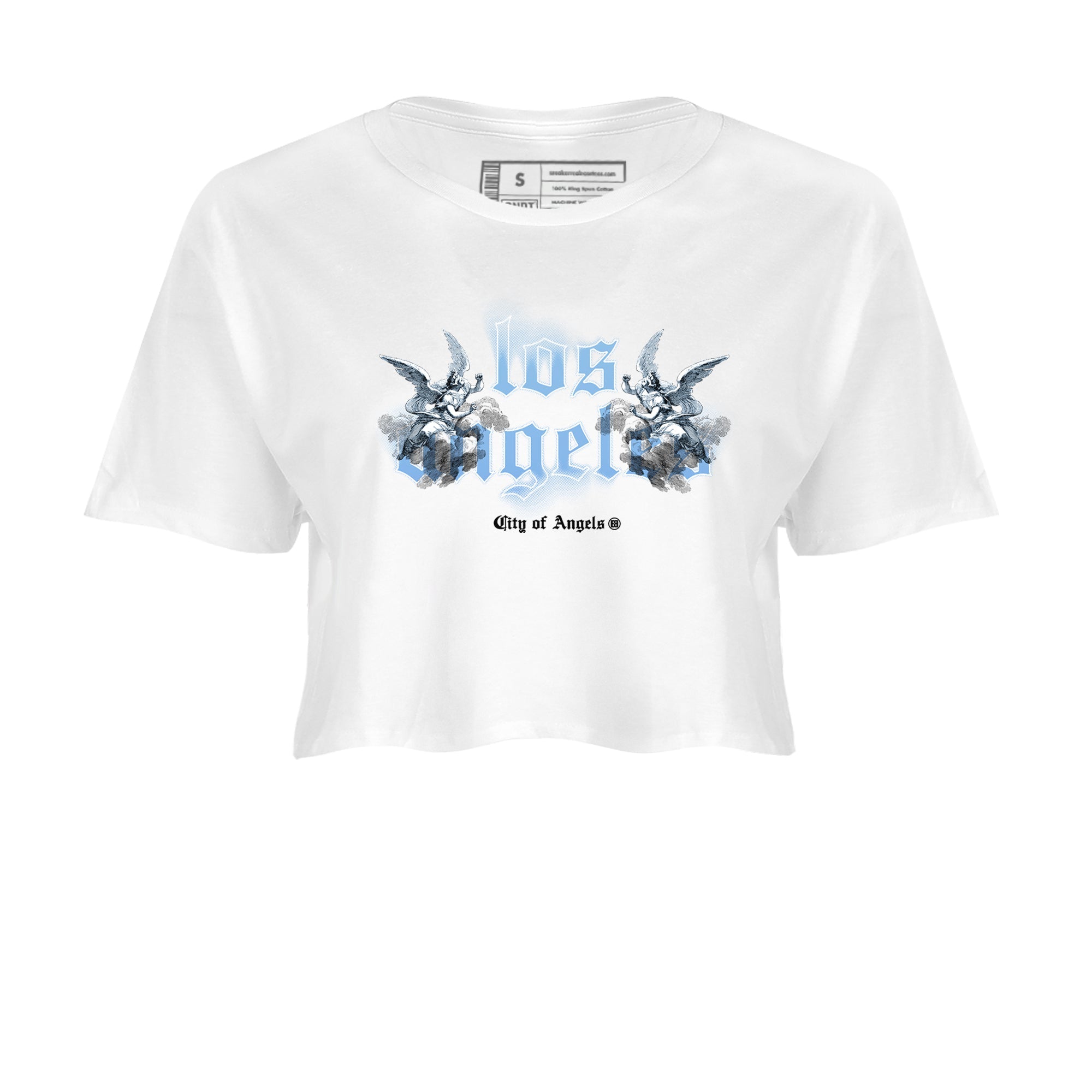 Air Jordan 11s Legend Blue shirts to match jordans City Of Angeles sneaker match tees Air Jordan 11 Retro Legend Blue match shoes to clothes Drip Gear Zone unisex cotton White 2 crop tee