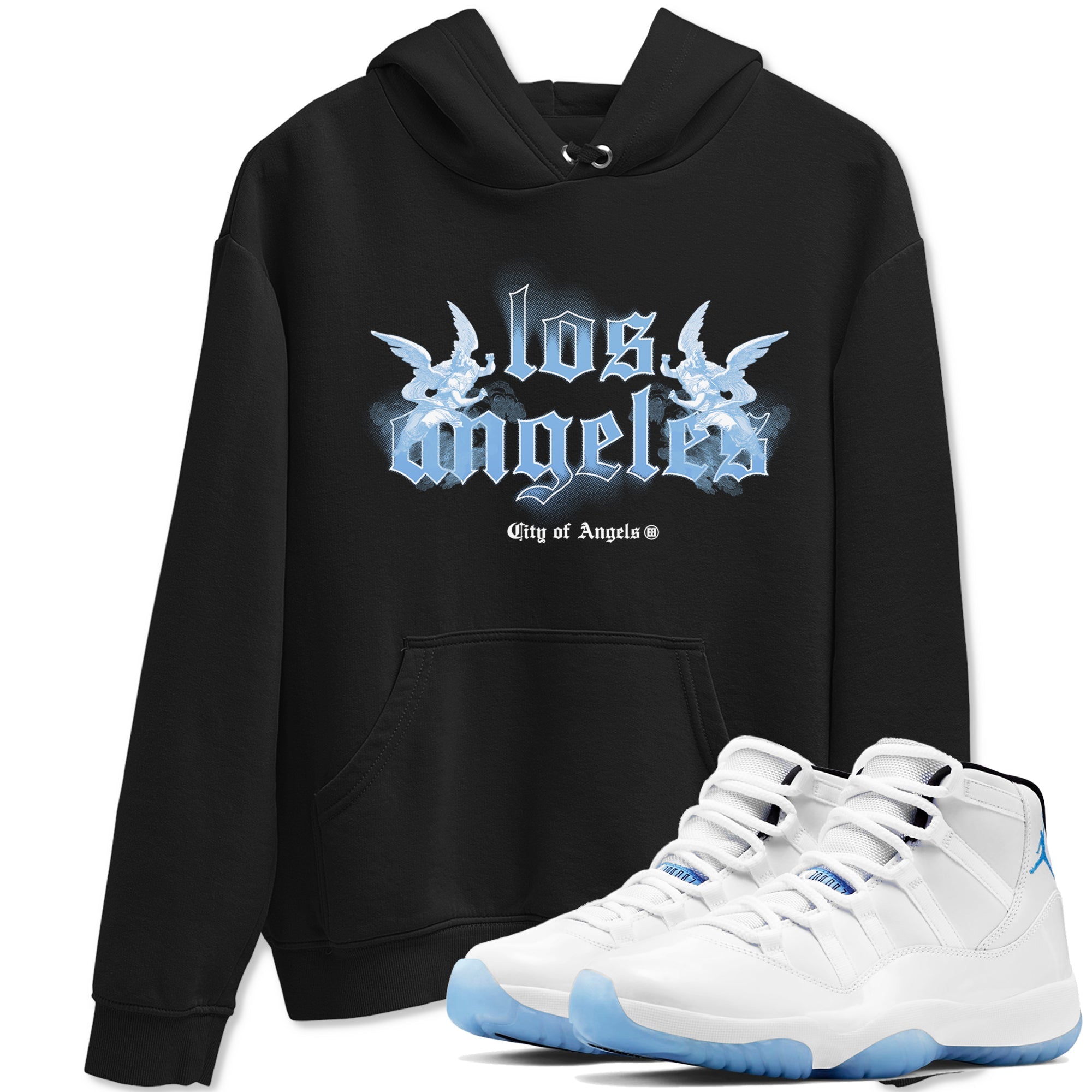 Air Jordan 11s Legend Blue shirts to match jordans City Of Angeles sneaker match tees Air Jordan 11 Retro Legend Blue match shoes to clothes Drip Gear Zone unisex cotton Black 1 shirts