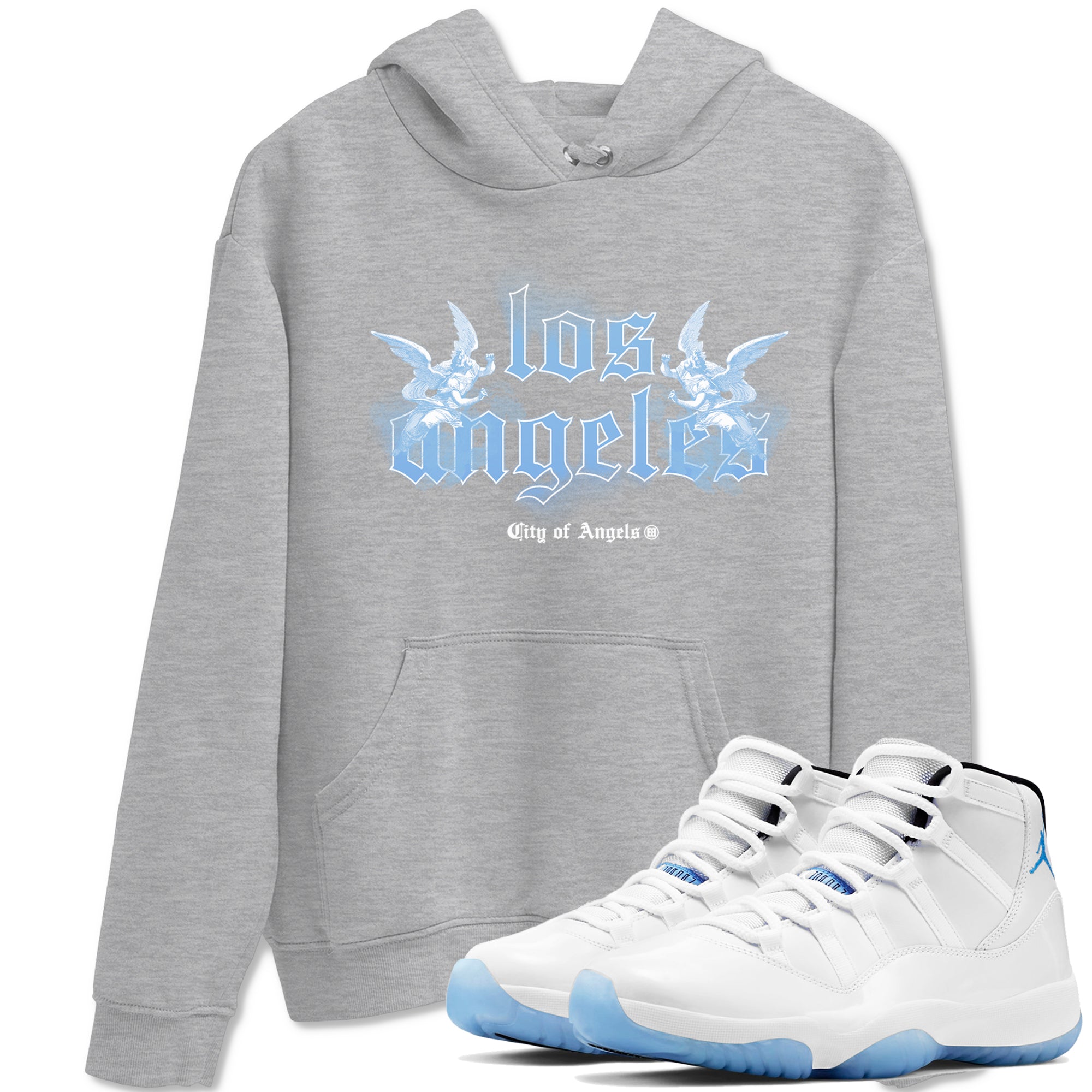 Air Jordan 11s Legend Blue shirts to match jordans City Of Angeles sneaker match tees Air Jordan 11 Retro Legend Blue match shoes to clothes Drip Gear Zone unisex cotton Heather Grey 1 shirts