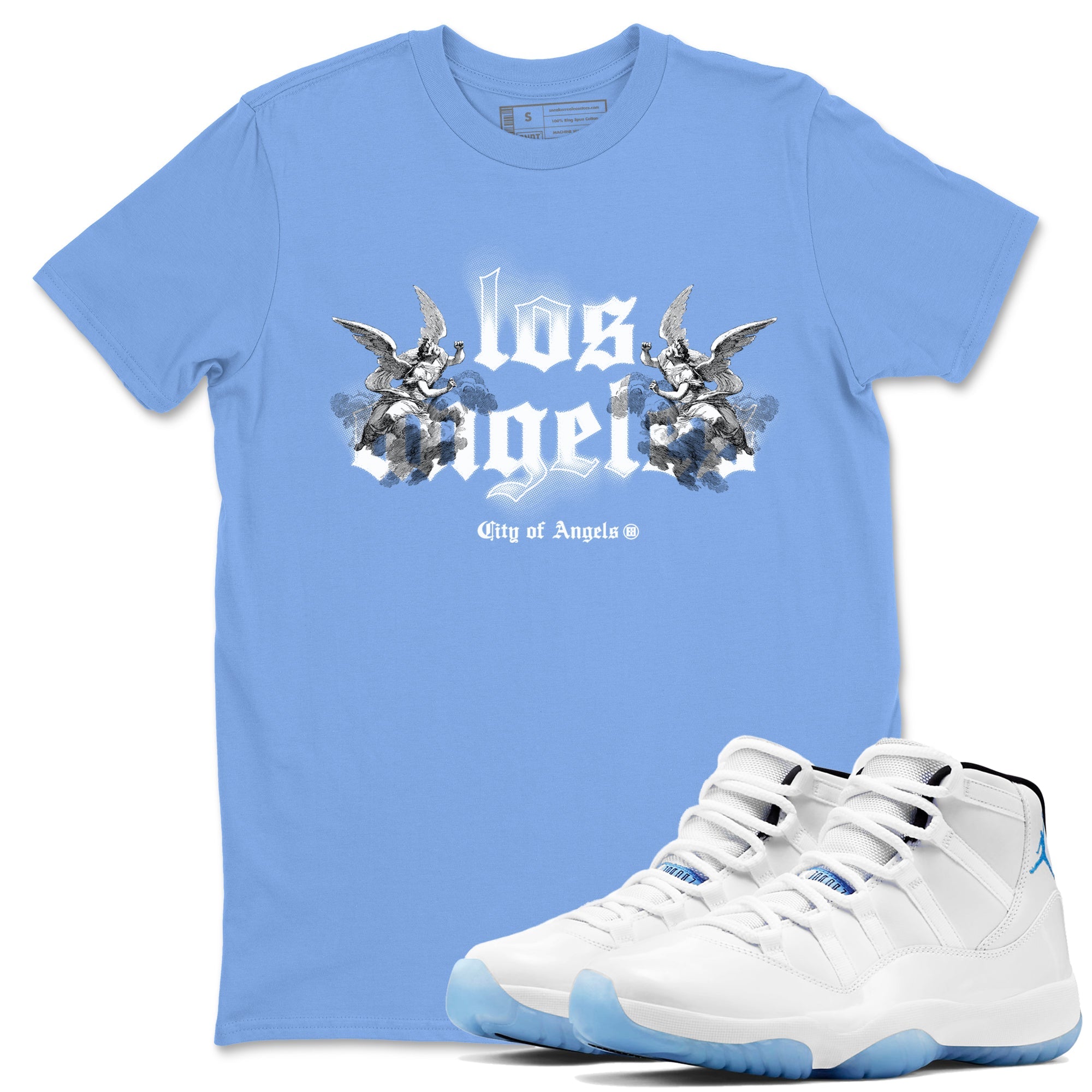 Air Jordan 11s Legend Blue shirts to match jordans City Of Angeles sneaker match tees Air Jordan 11 Retro Legend Blue match shoes to clothes Drip Gear Zone unisex cotton Carolina Blue 1 shirts