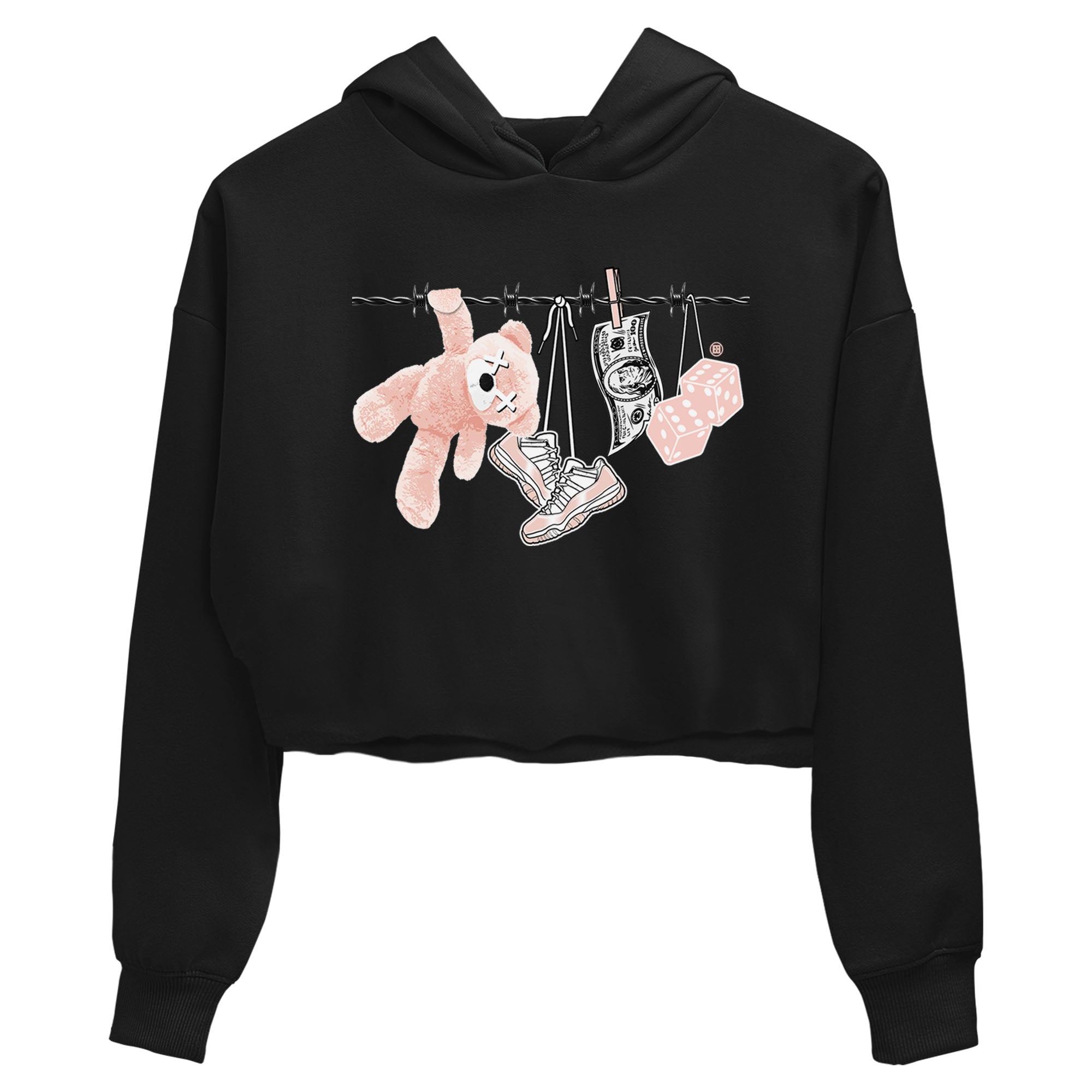 11s Legend Pink shirts to match jordans Clothesline sneaker match tees Air Jordan 11 Legend Pink Drip Gear Zone streetwear brand Black 2 crop tee