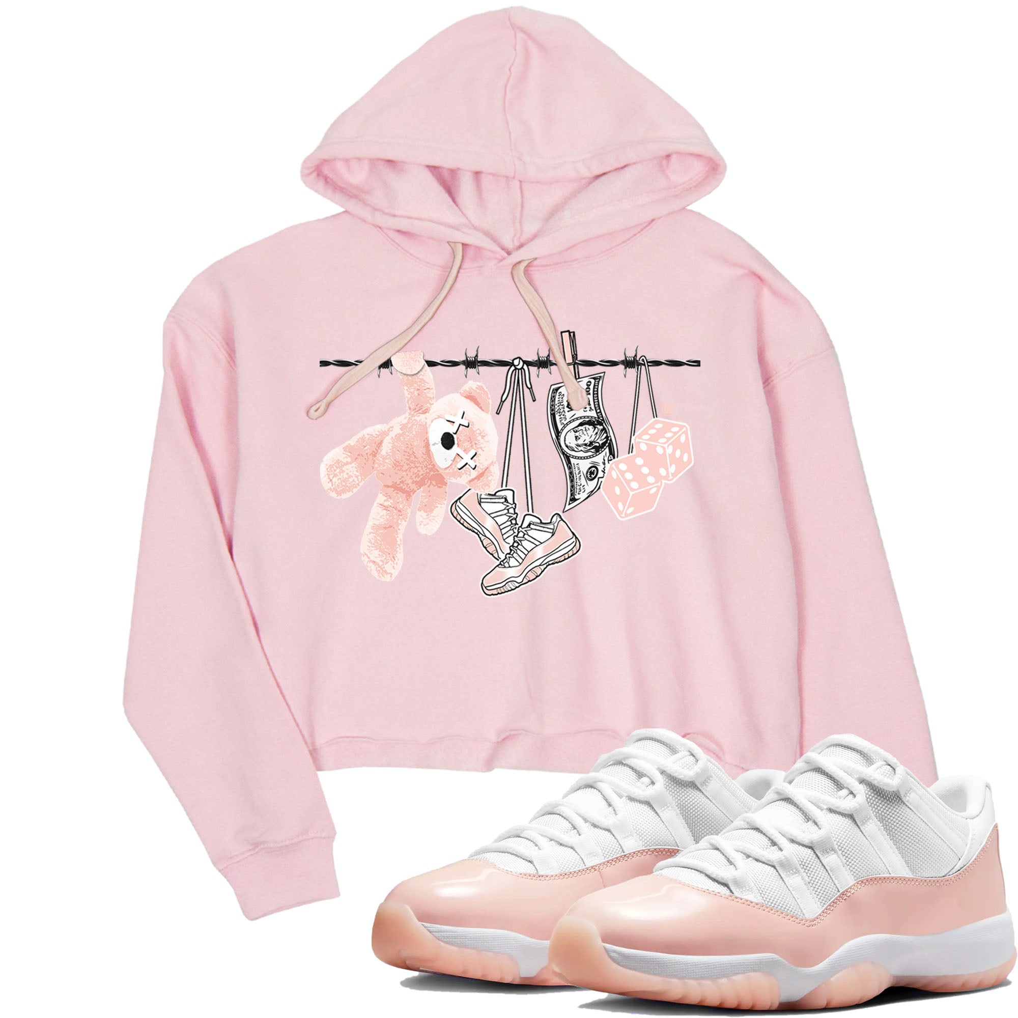 11s Legend Pink shirts to match jordans Clothesline sneaker match tees Air Jordan 11 Legend Pink Drip Gear Zone streetwear brand Pink 1 crop tee