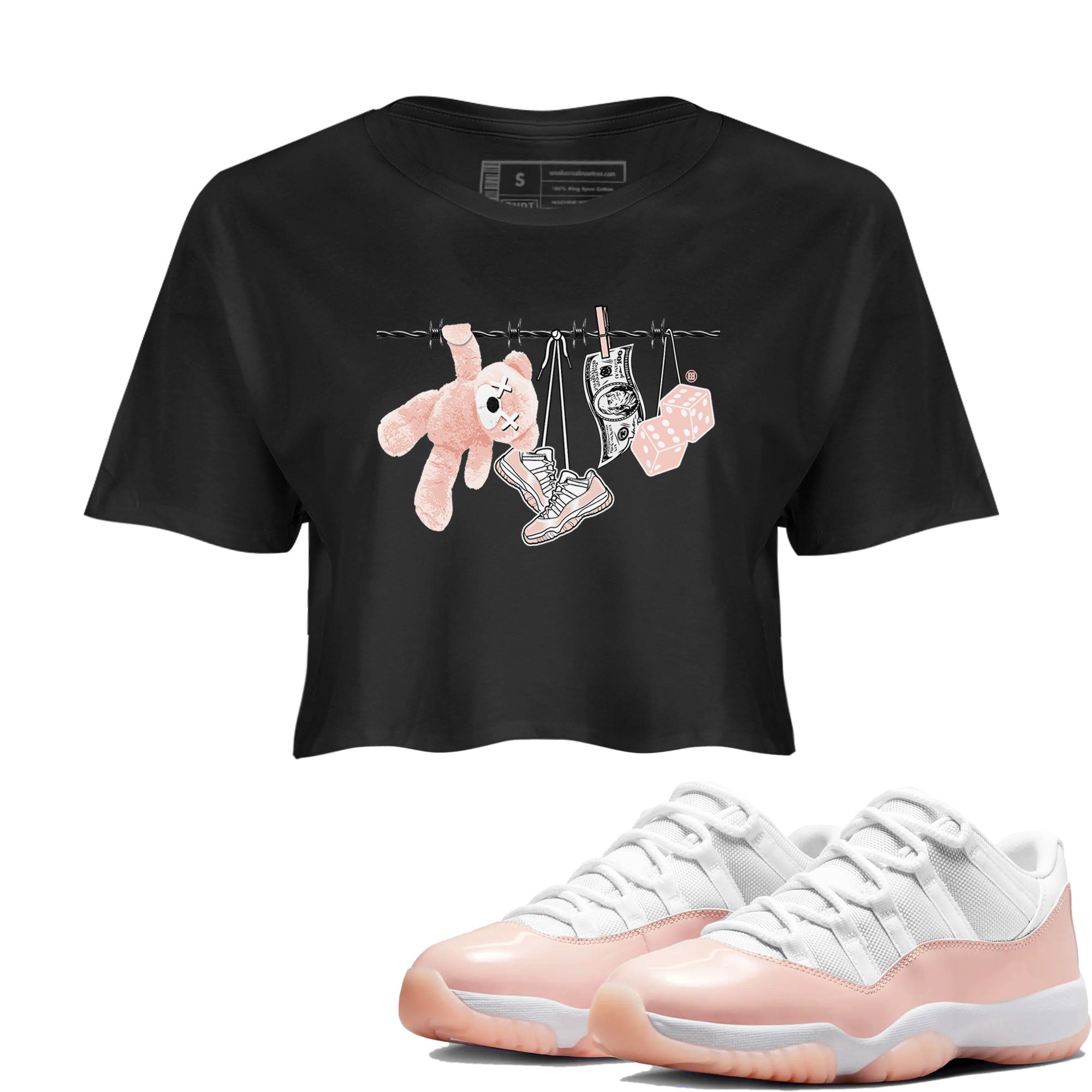11s Legend Pink shirts to match jordans Clothesline sneaker match tees Air Jordan 11 Legend Pink Drip Gear Zone streetwear brand Black 1 crop tee