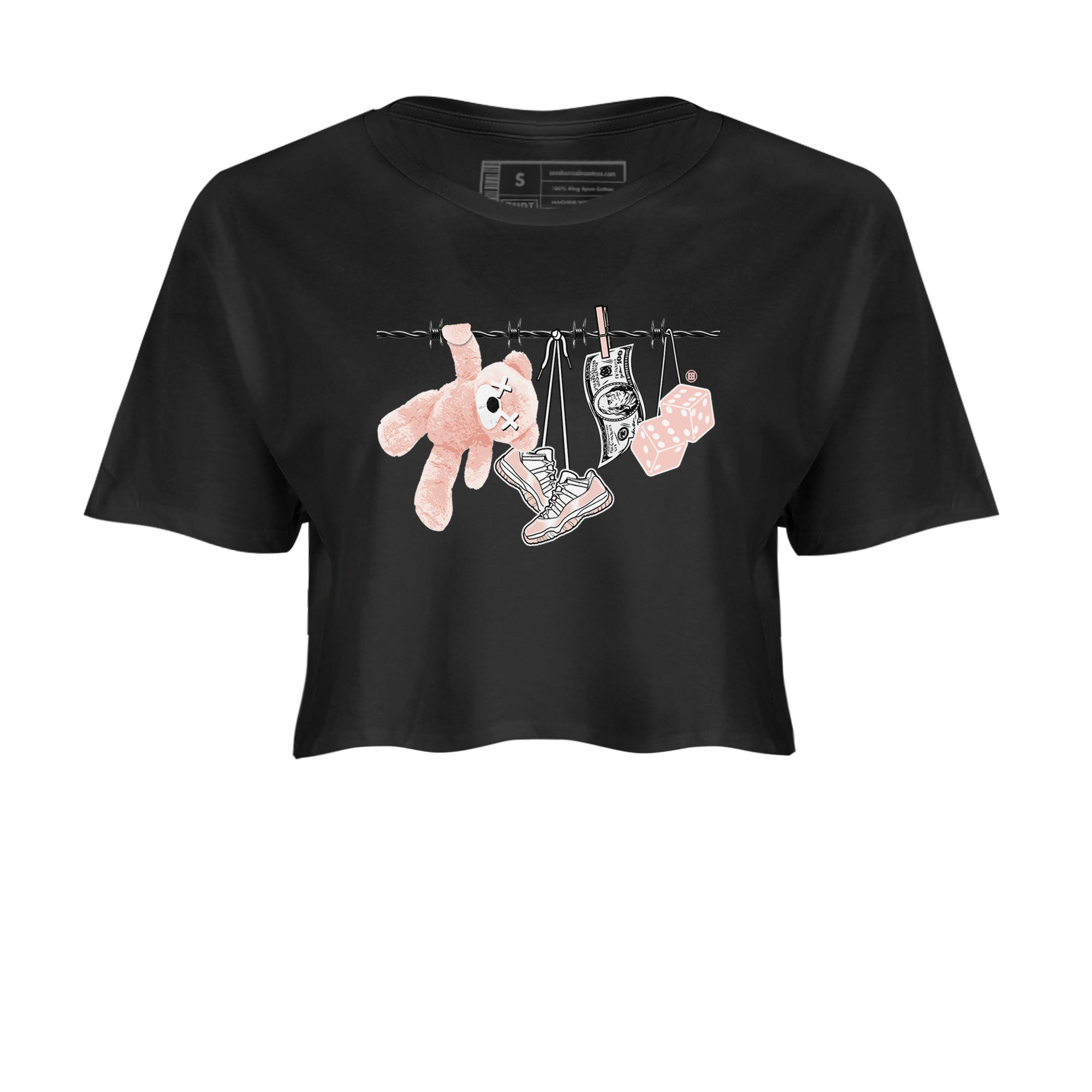 11s Legend Pink shirts to match jordans Clothesline sneaker match tees Air Jordan 11 Legend Pink Drip Gear Zone streetwear brand Black 2 crop tee