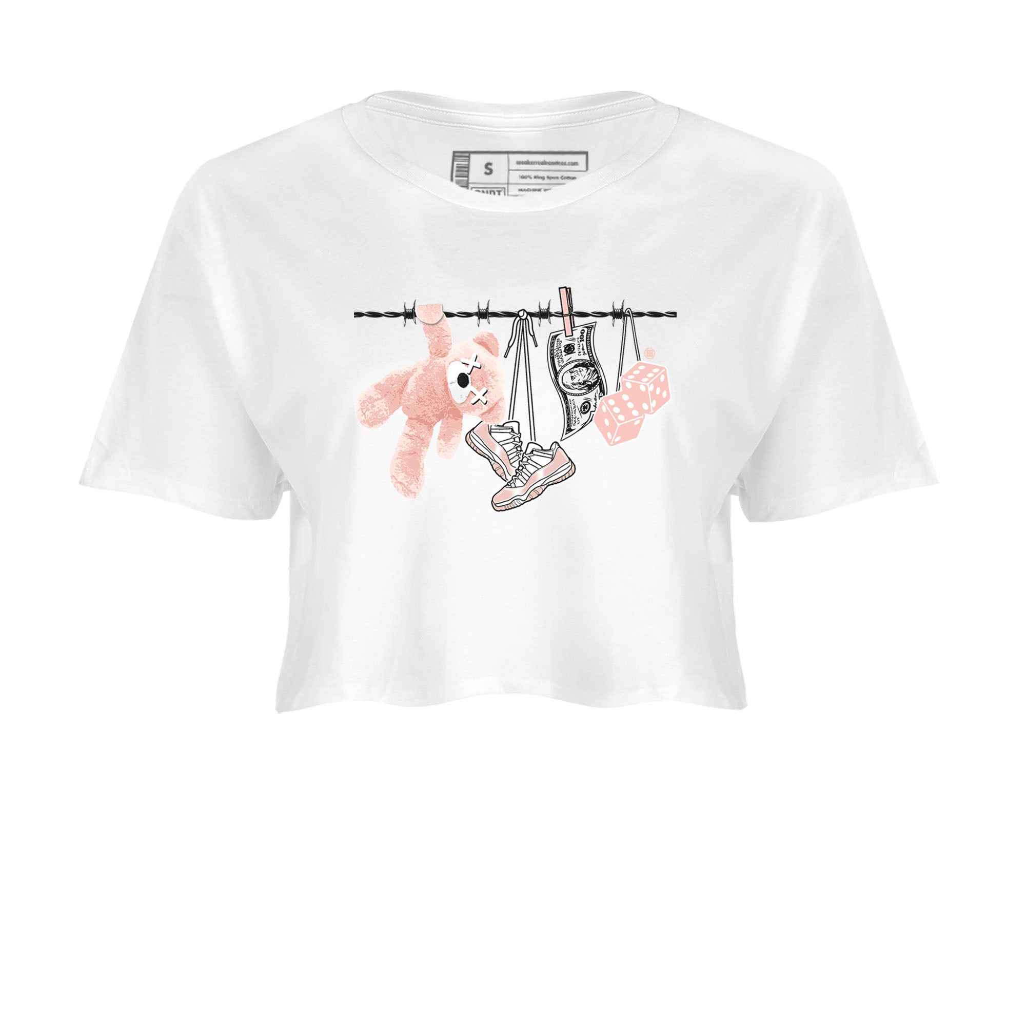 11s Legend Pink shirts to match jordans Clothesline sneaker match tees Air Jordan 11 Legend Pink Drip Gear Zone streetwear brand White 2 crop tee