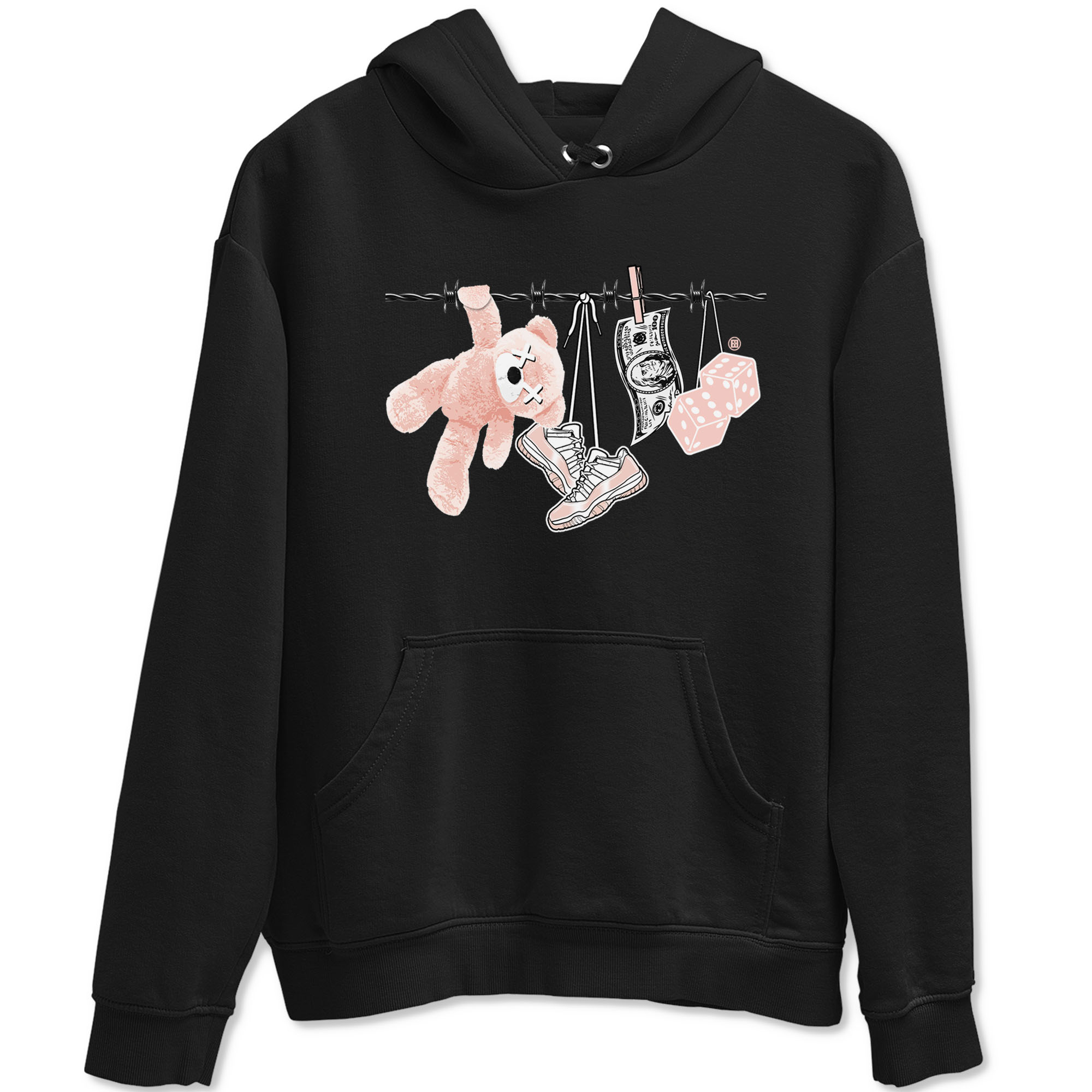 11s Legend Pink shirts to match jordans Clothesline sneaker match tees Air Jordan 11 Legend Pink Drip Gear Zone streetwear brand Black 2 unisex cotton tee
