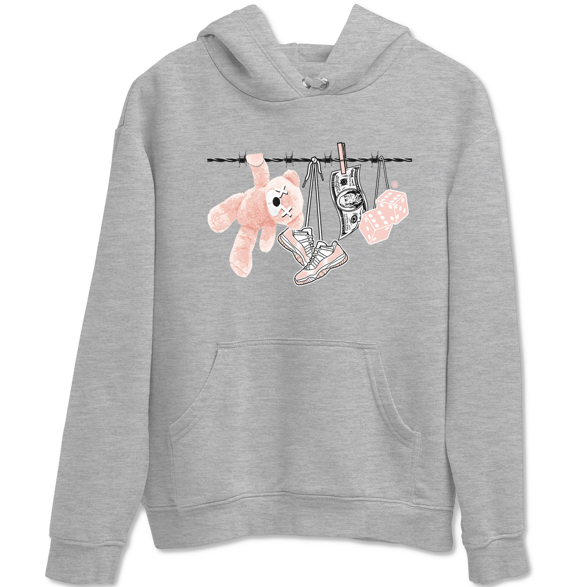 11s Legend Pink shirts to match jordans Clothesline sneaker match tees Air Jordan 11 Legend Pink Drip Gear Zone streetwear brand Heather Grey 2 unisex cotton tee