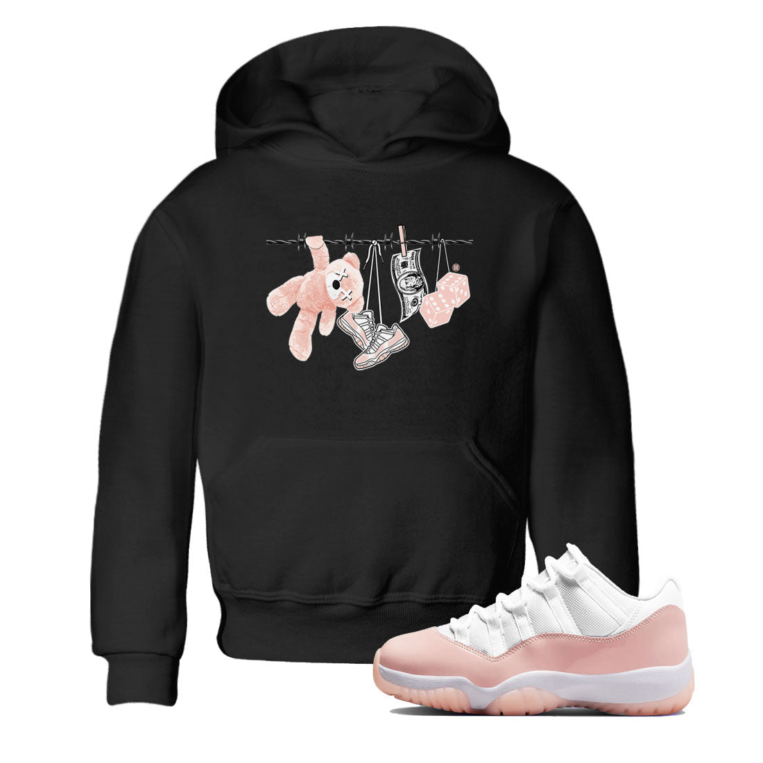 11s Legend Pink shirts to match jordans Clothesline sneaker match tees Air Jordan 11 Legend Pink Drip Gear Zone streetwear brand Baby and Youth Black 1 cotton tee