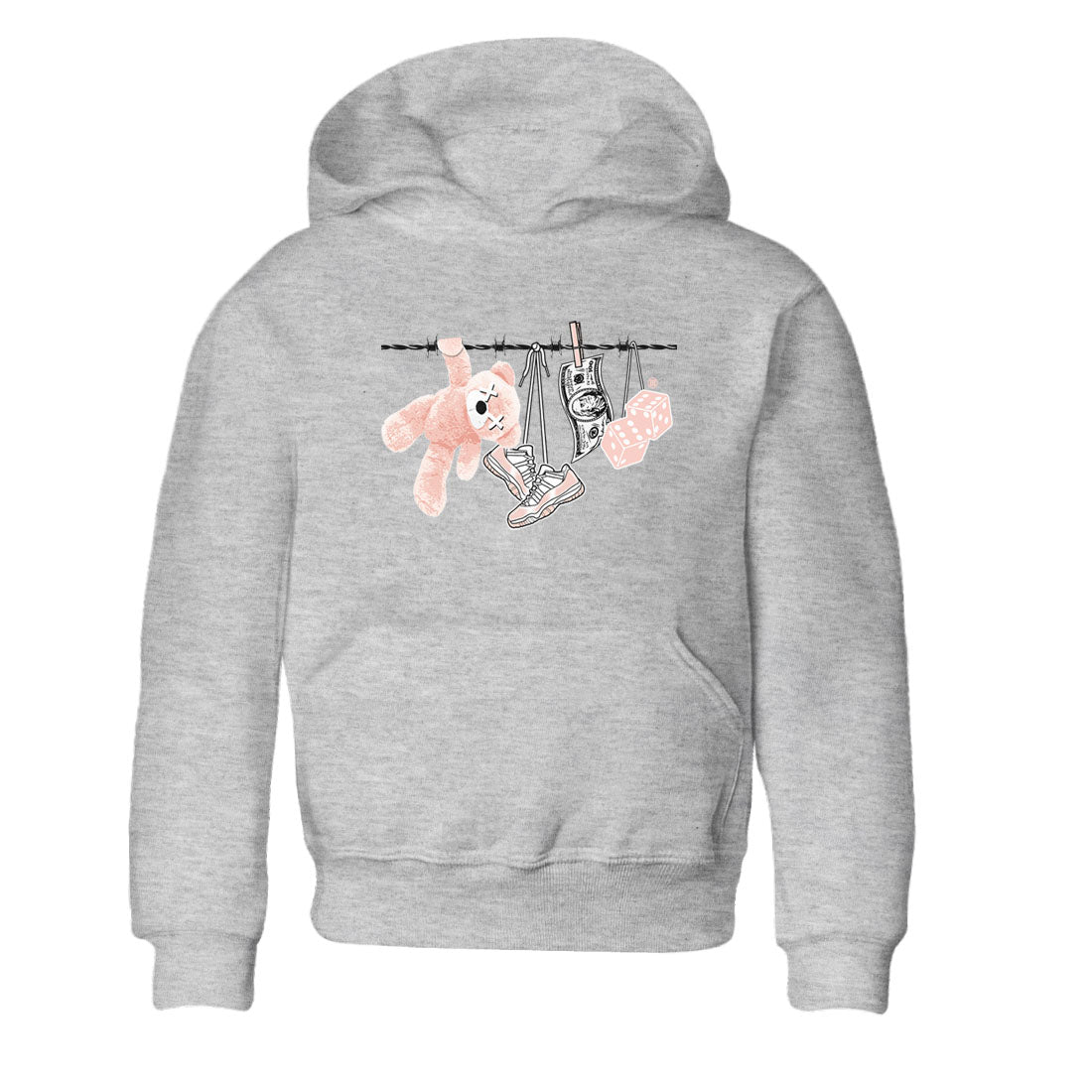 11s Legend Pink shirts to match jordans Clothesline sneaker match tees Air Jordan 11 Legend Pink Drip Gear Zone streetwear brand Baby and Youth Heather Grey 2 cotton tee