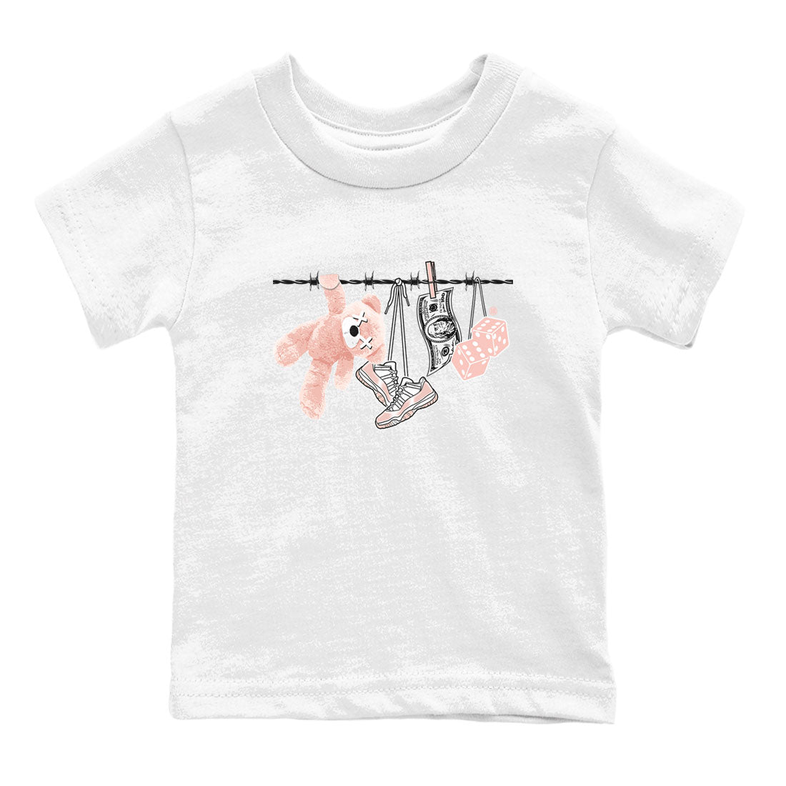 11s Legend Pink shirts to match jordans Clothesline sneaker match tees Air Jordan 11 Legend Pink Drip Gear Zone streetwear brand Baby and Youth White 2 cotton tee