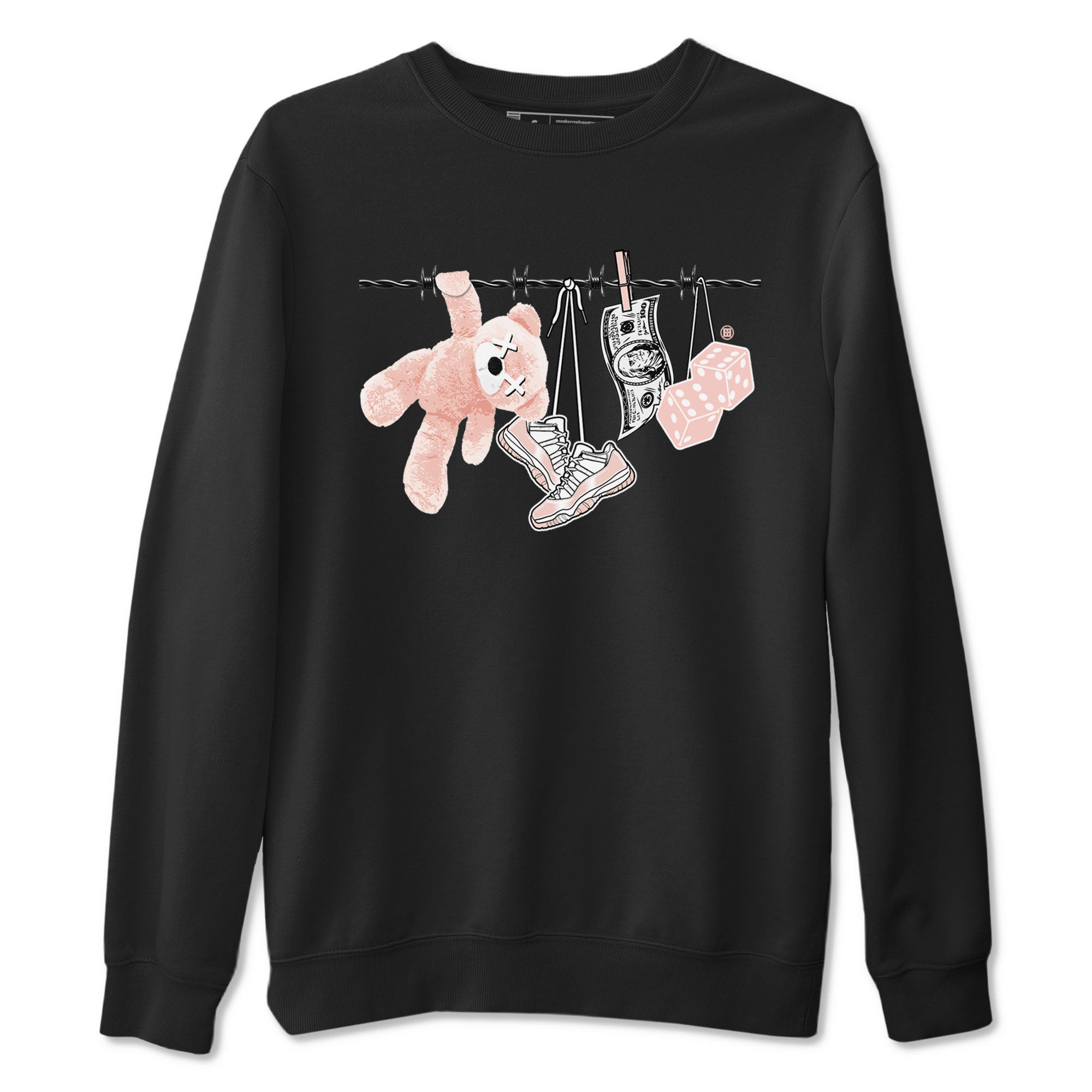 11s Legend Pink shirts to match jordans Clothesline sneaker match tees Air Jordan 11 Legend Pink Drip Gear Zone streetwear brand Black 2 unisex cotton tee