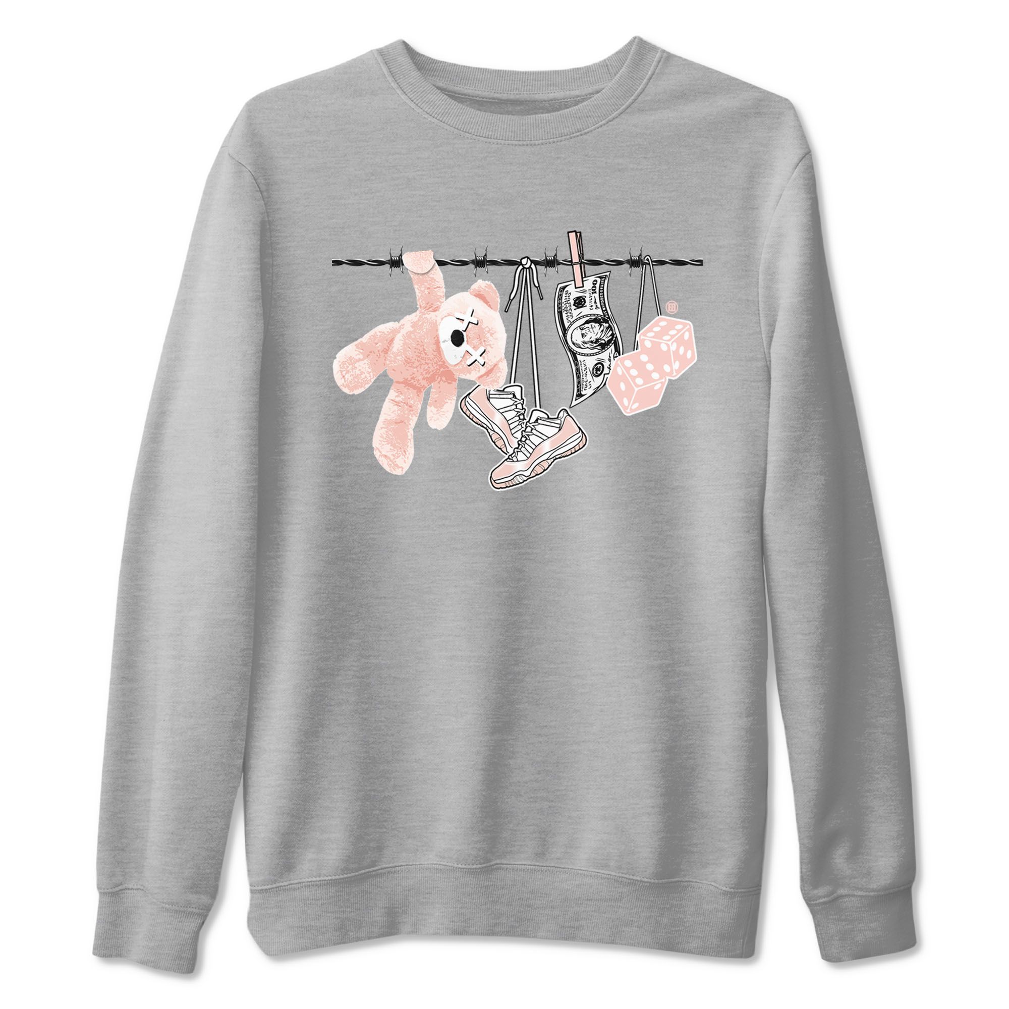 11s Legend Pink shirts to match jordans Clothesline sneaker match tees Air Jordan 11 Legend Pink Drip Gear Zone streetwear brand Heather Grey 2 unisex cotton tee