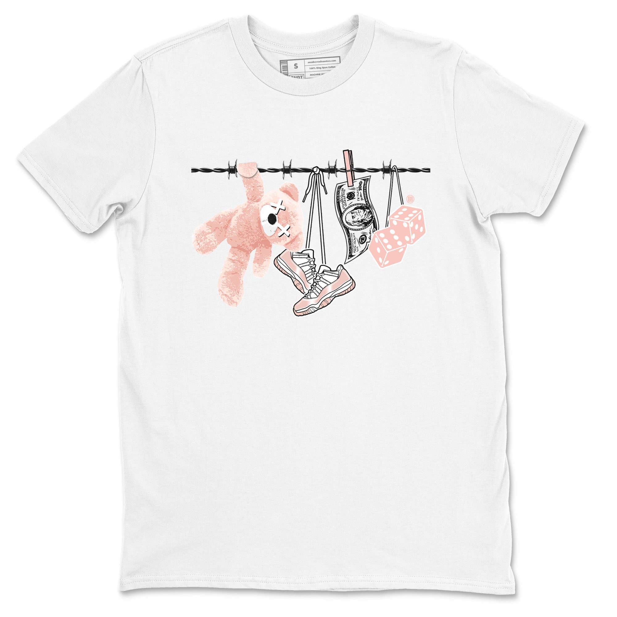 11s Legend Pink shirts to match jordans Clothesline sneaker match tees Air Jordan 11 Legend Pink Drip Gear Zone streetwear brand White 2 unisex cotton tee