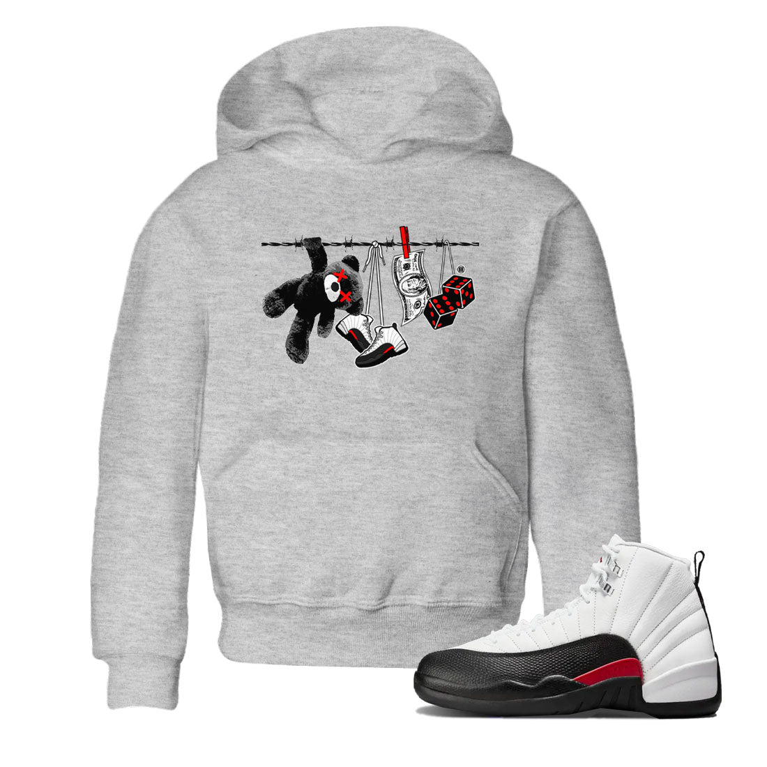 12s Taxi Flip shirt to match jordans Clothesline sneaker tees Air Jordan 12 Taxi Flip Drip Gear Zone baby toddler Heather Grey 1 cotton Shirt