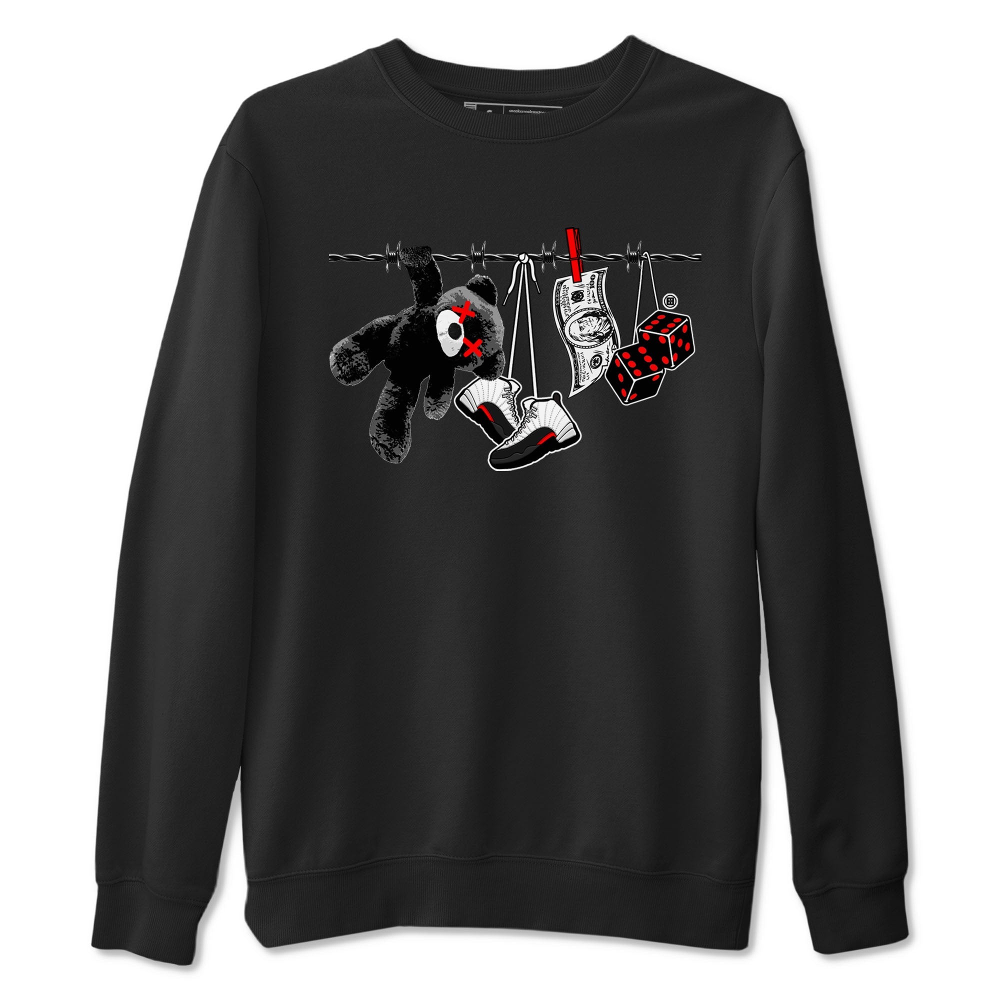 12s Taxi Flip shirt to match jordans Clothesline sneaker tees Air Jordan 12 Taxi Flip Drip Gear Zone unisex cotton Black 2 crew neck shirt