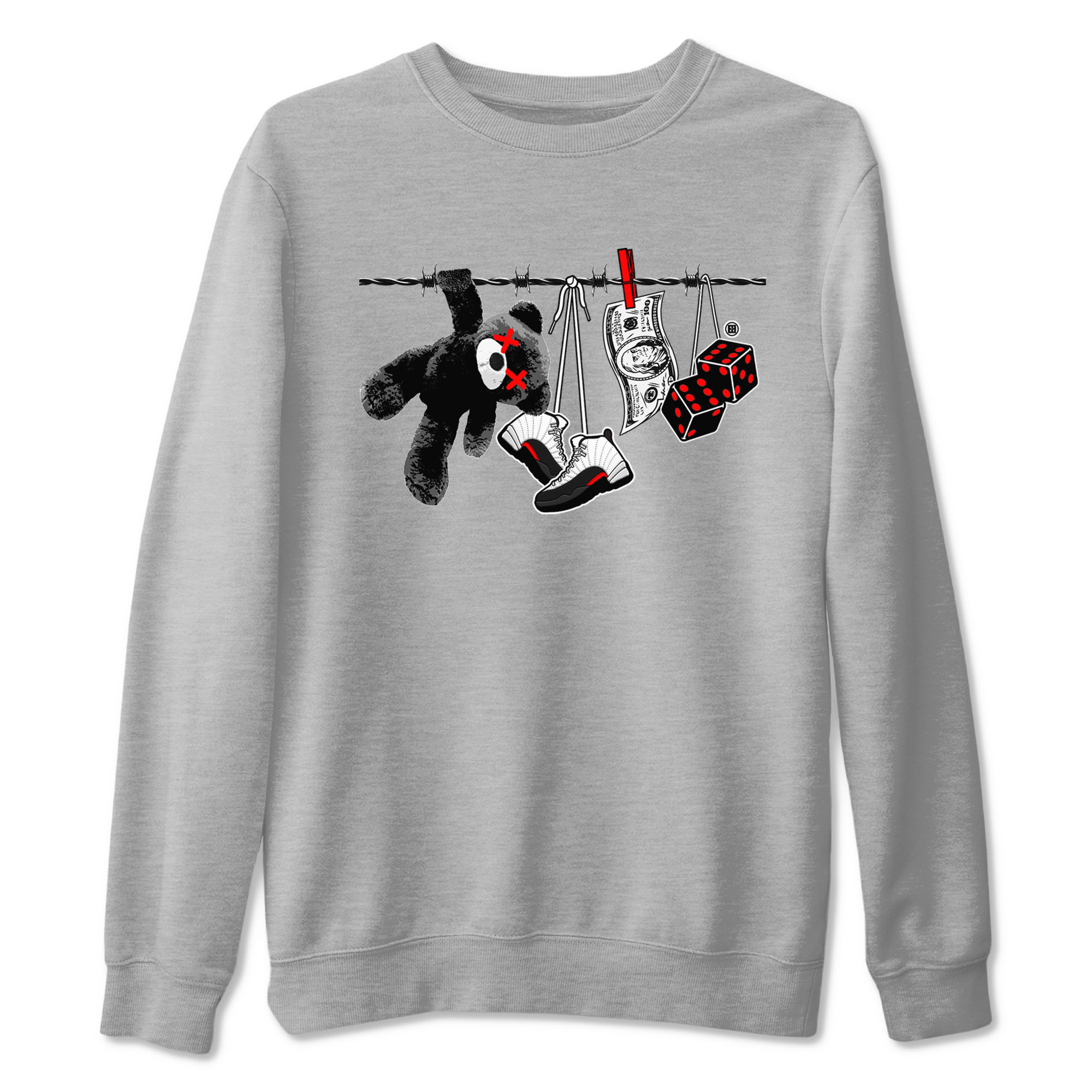 12s Taxi Flip shirt to match jordans Clothesline sneaker tees Air Jordan 12 Taxi Flip Drip Gear Zone unisex cotton Heather Grey 2 crew neck shirt