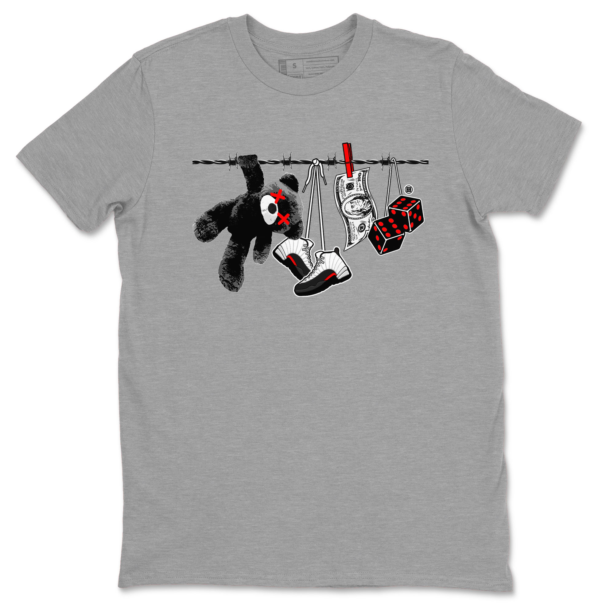 12s Taxi Flip shirt to match jordans Clothesline sneaker tees Air Jordan 12 Taxi Flip Drip Gear Zone unisex cotton Heather Grey 2 crew neck shirt