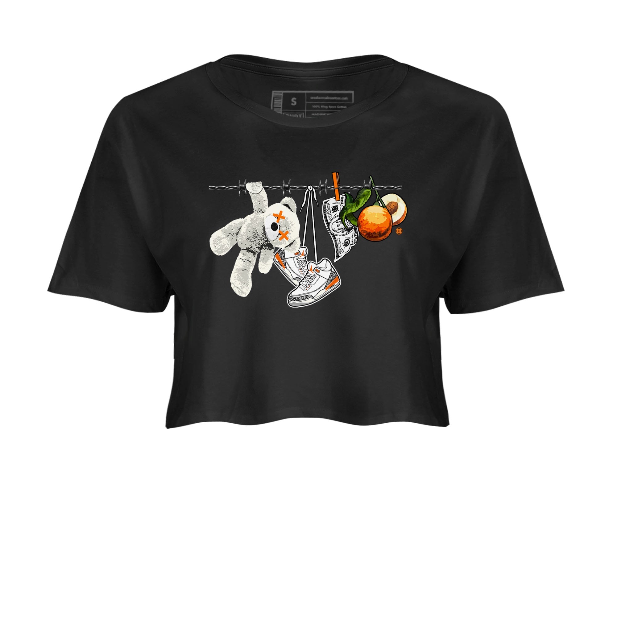 3s Georgia Peach shirt to match jordans Clothesline sneaker tees Air Jordan 3 Retro Georgia Peach Drip Gear Zone Black 2 crop length shirt