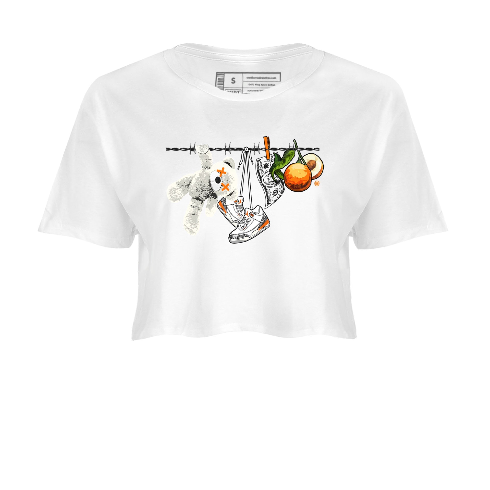 3s Georgia Peach shirt to match jordans Clothesline sneaker tees Air Jordan 3 Retro Georgia Peach Drip Gear Zone White 2 crop length shirt
