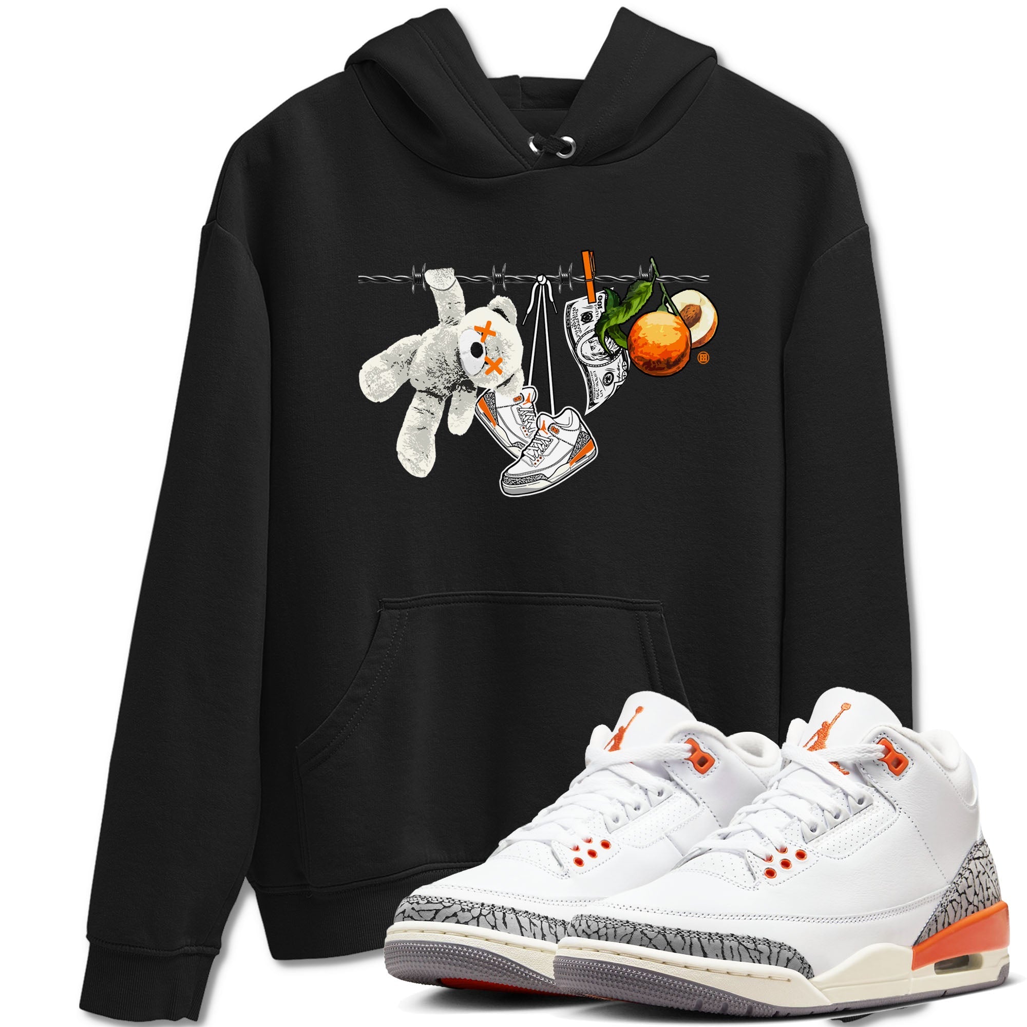 3s Georgia Peach shirt to match jordans Clothesline sneaker tees Air Jordan 3 Retro Georgia Peach Drip Gear Zone unisex cotton Black 1 crew neck shirt