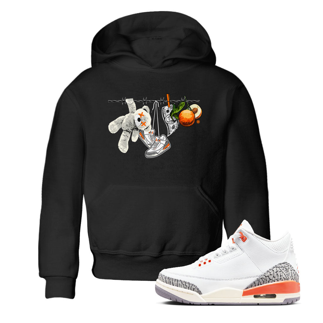 3s Georgia Peach shirt to match jordans Clothesline sneaker tees Air Jordan 3 Retro Georgia Peach Drip Gear Zone baby toddler Black 1 cotton Shirt
