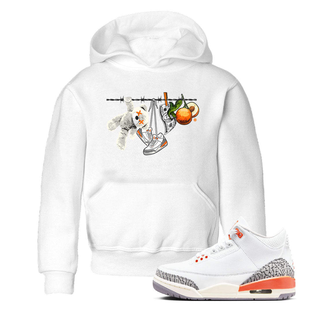 3s Georgia Peach shirt to match jordans Clothesline sneaker tees Air Jordan 3 Retro Georgia Peach Drip Gear Zone baby toddler White 1 cotton Shirt