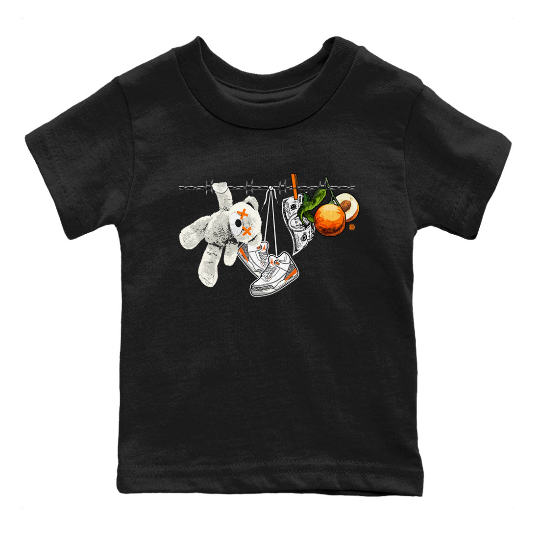 3s Georgia Peach shirt to match jordans Clothesline sneaker tees Air Jordan 3 Retro Georgia Peach Drip Gear Zone baby toddler Black 2 cotton Shirt