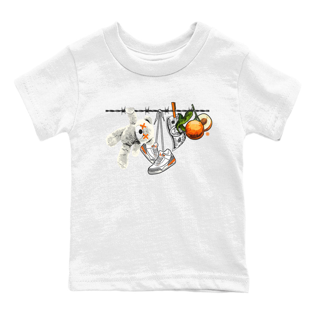 3s Georgia Peach shirt to match jordans Clothesline sneaker tees Air Jordan 3 Retro Georgia Peach Drip Gear Zone baby toddler White 2 cotton Shirt