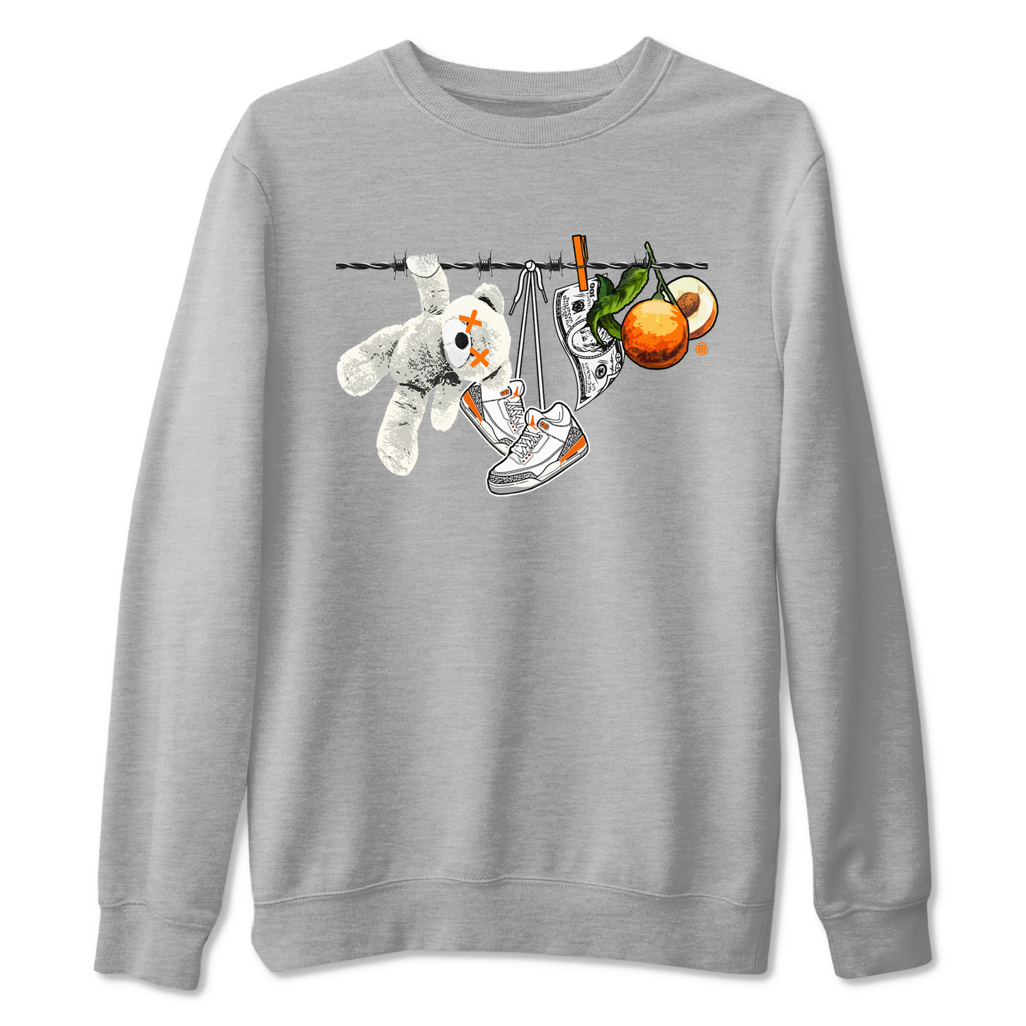 3s Georgia Peach shirt to match jordans Clothesline sneaker tees Air Jordan 3 Retro Georgia Peach Drip Gear Zone unisex cotton Heather Grey 2 crew neck shirt
