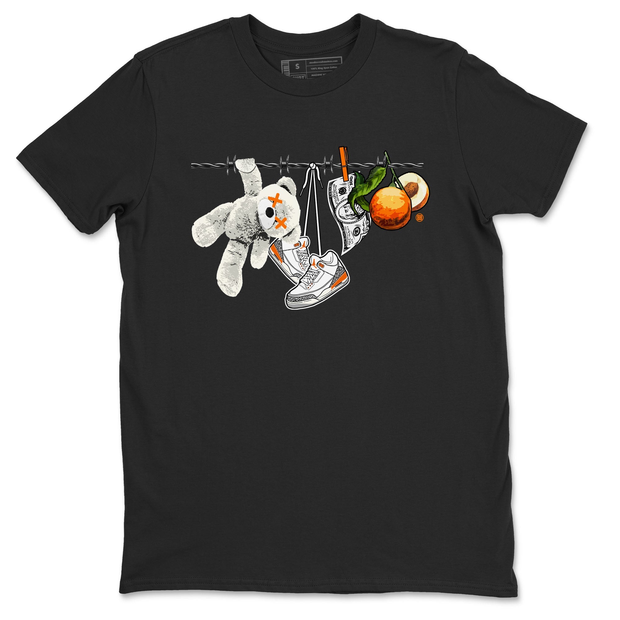 3s Georgia Peach shirt to match jordans Clothesline sneaker tees Air Jordan 3 Retro Georgia Peach Drip Gear Zone unisex cotton Black 2 crew neck shirt