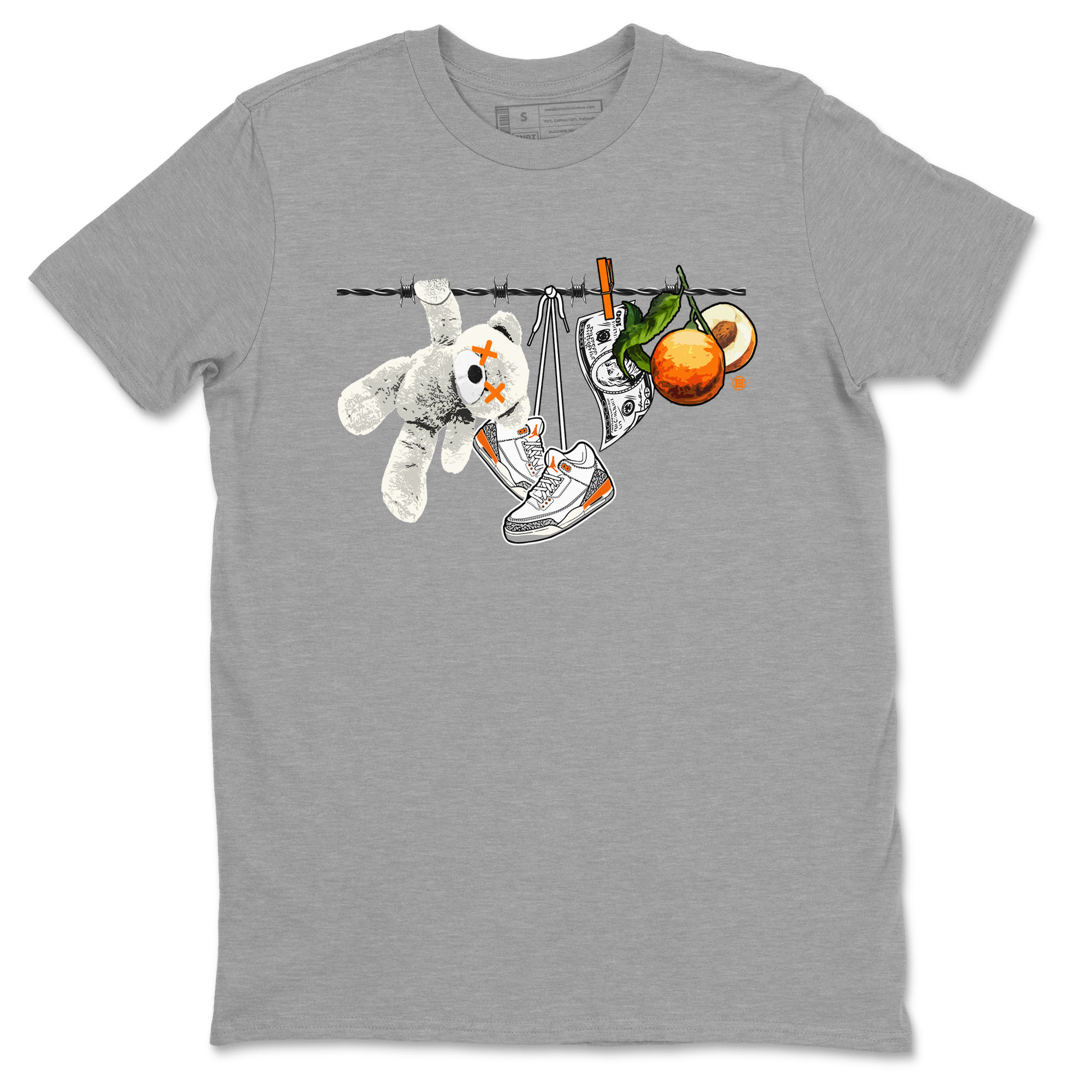 3s Georgia Peach shirt to match jordans Clothesline sneaker tees Air Jordan 3 Retro Georgia Peach Drip Gear Zone unisex cotton Heather Grey 2 crew neck shirt