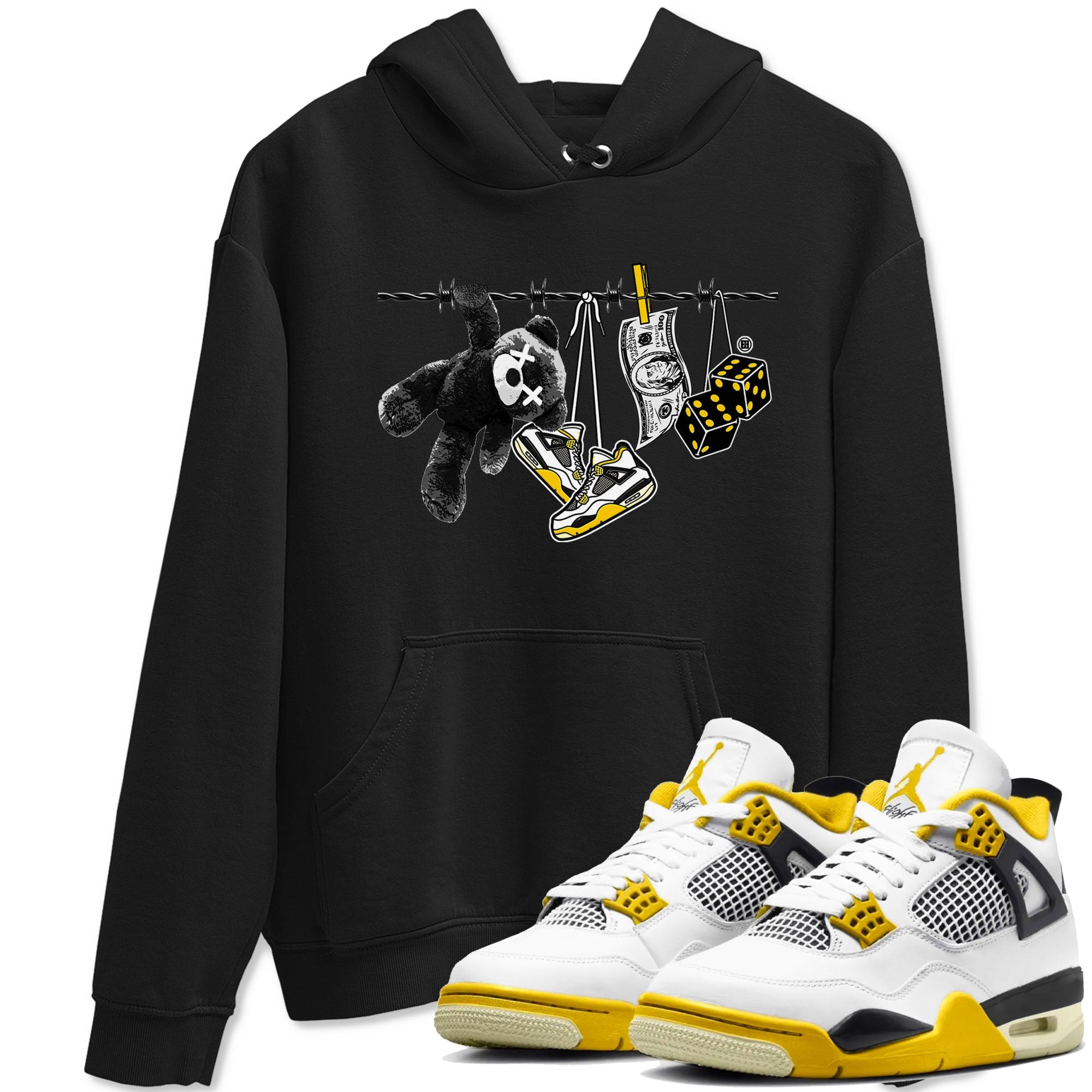 Air Jordan 4 Vivid Sulfur shirt to match jordans Clothesline sneaker tees 4s Vivid Sulfur Drip Gear Zone unisex cotton Black 1 crew neck shirt