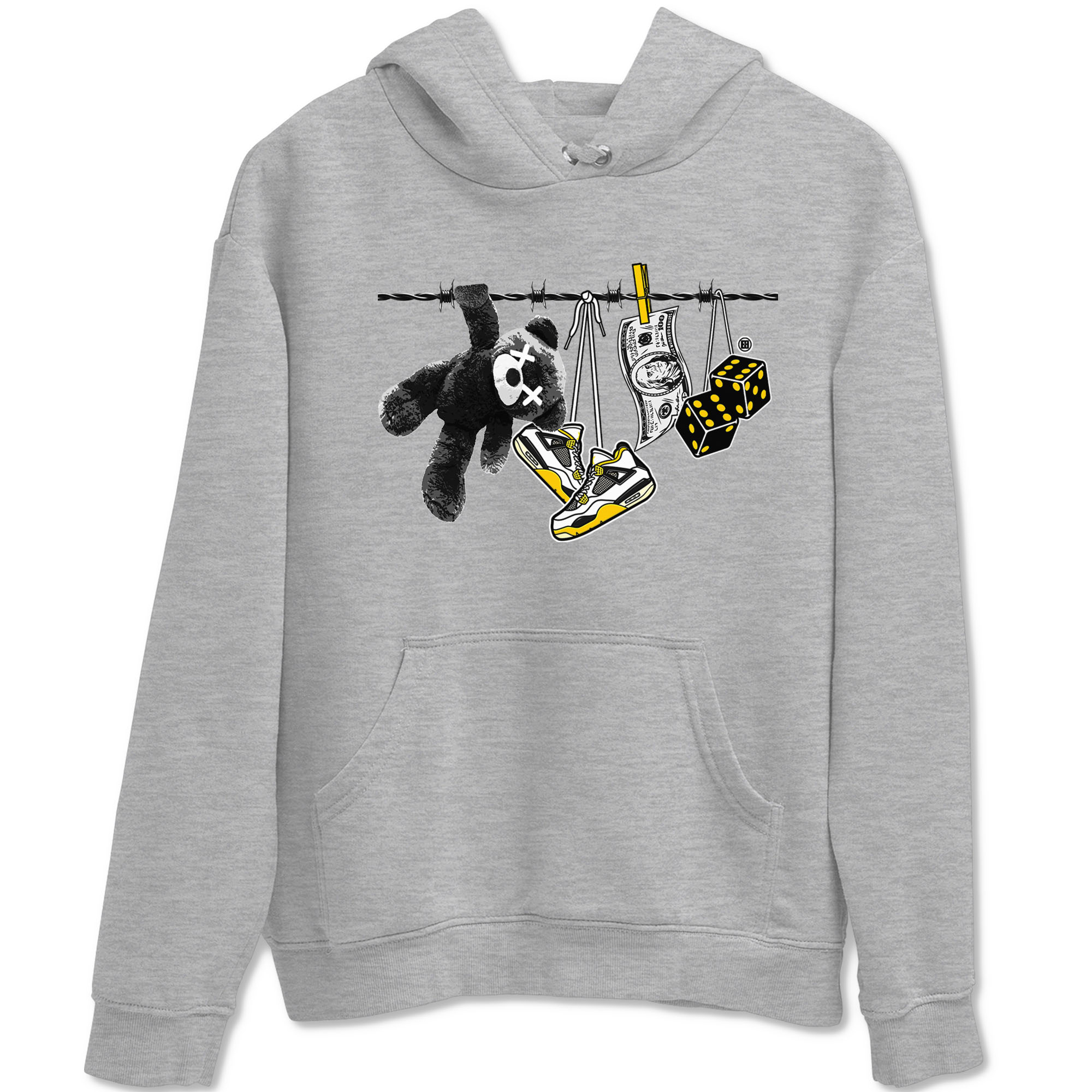 Air Jordan 4 Vivid Sulfur shirt to match jordans Clothesline sneaker tees 4s Vivid Sulfur Drip Gear Zone unisex cotton Heather Grey 2 crew neck shirt