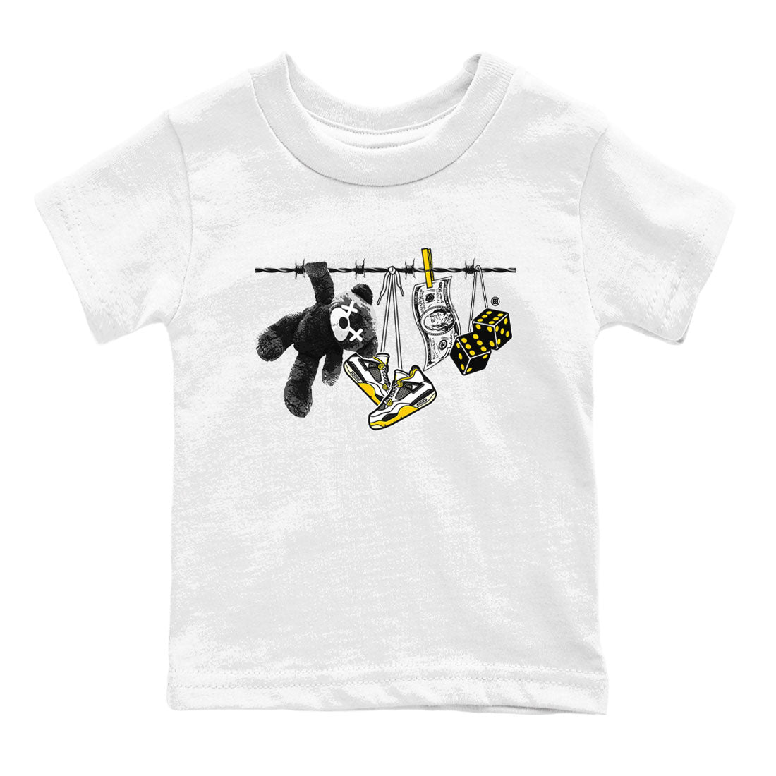 Air Jordan 4 Vivid Sulfur shirt to match jordans Clothesline sneaker tees 4s Vivid Sulfur Drip Gear Zone baby toddler White 2 cotton Shirt