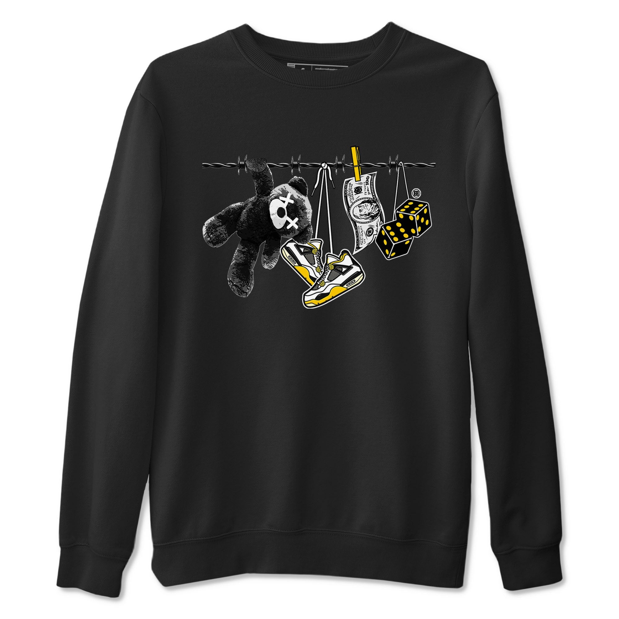 Air Jordan 4 Vivid Sulfur shirt to match jordans Clothesline sneaker tees 4s Vivid Sulfur Drip Gear Zone unisex cotton Black 2 crew neck shirt