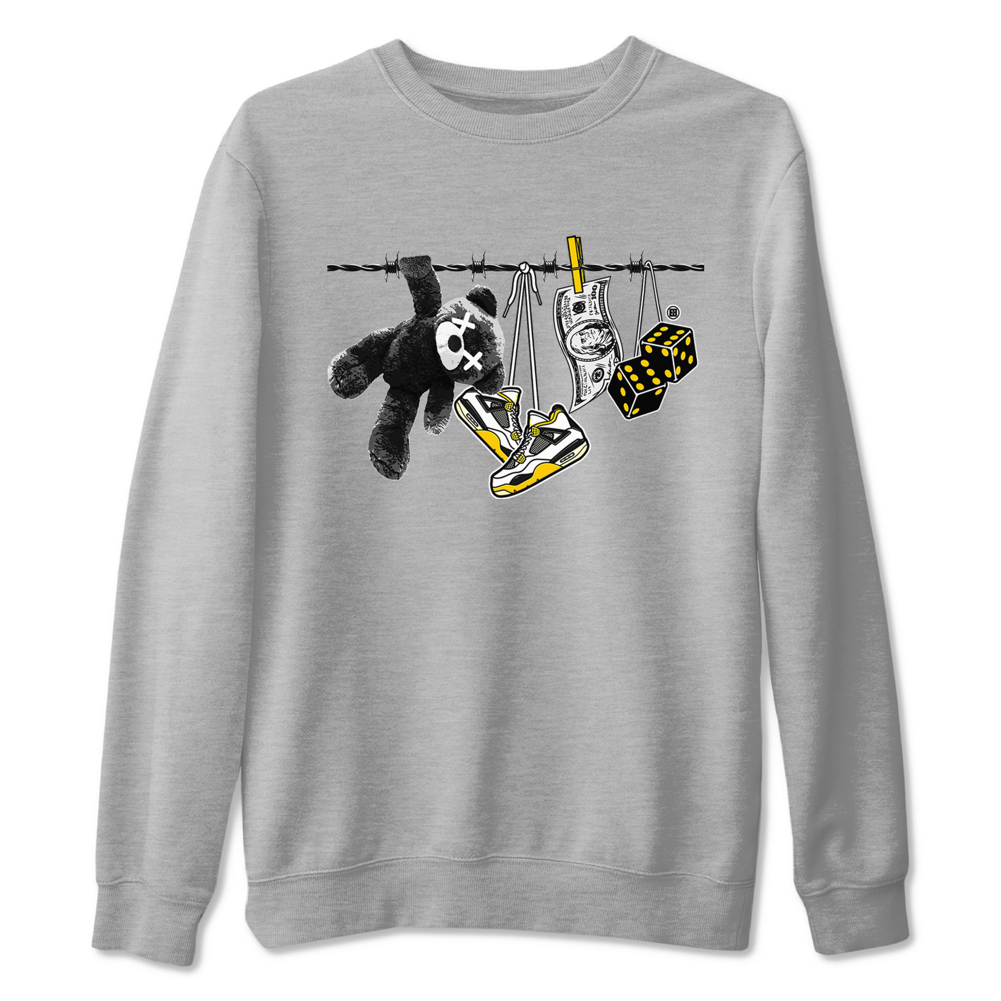 Air Jordan 4 Vivid Sulfur shirt to match jordans Clothesline sneaker tees 4s Vivid Sulfur Drip Gear Zone unisex cotton Heather Grey 2 crew neck shirt