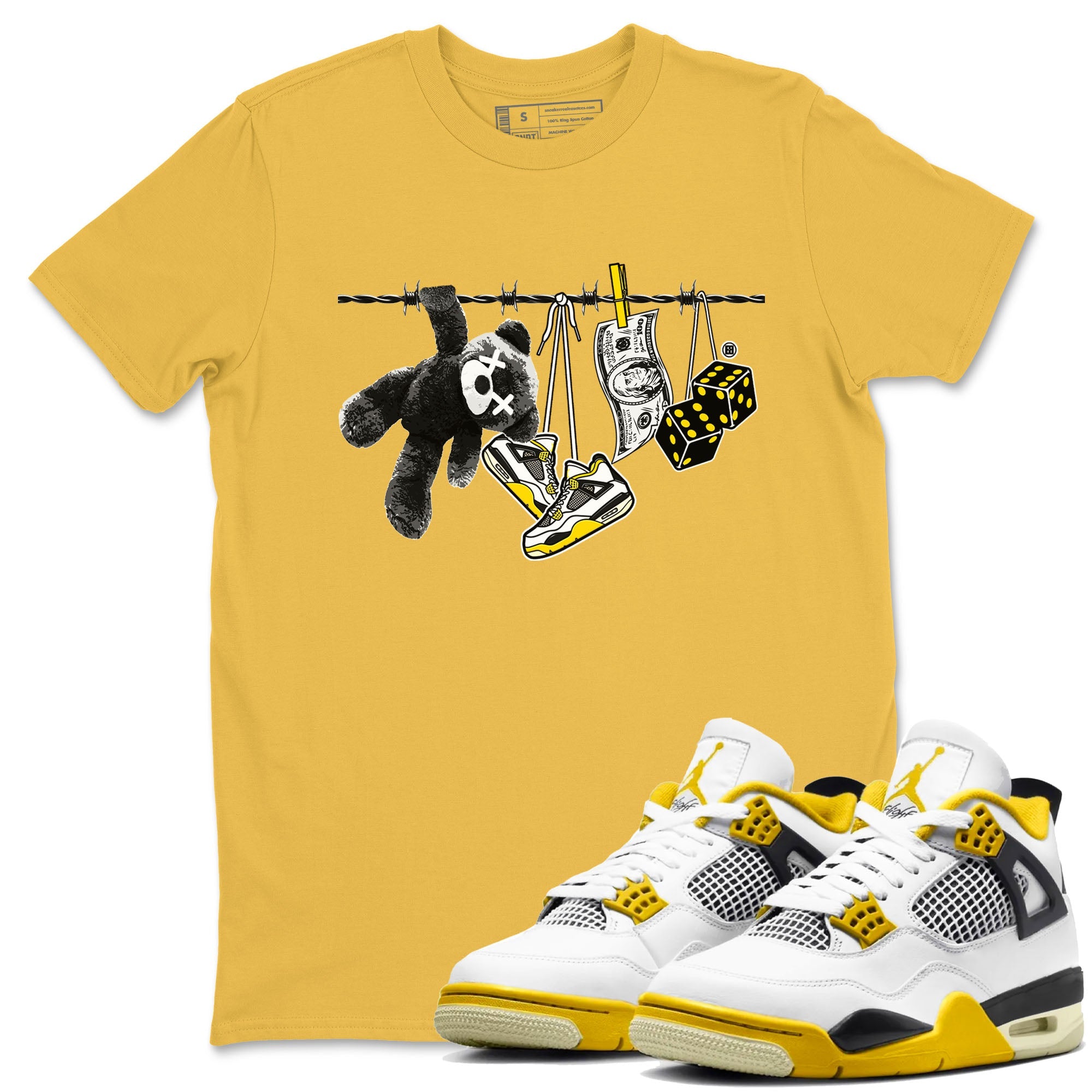 Air Jordan 4 Vivid Sulfur shirt to match jordans Clothesline sneaker tees 4s Vivid Sulfur Drip Gear Zone unisex cotton Daisy 1 crew neck shirt