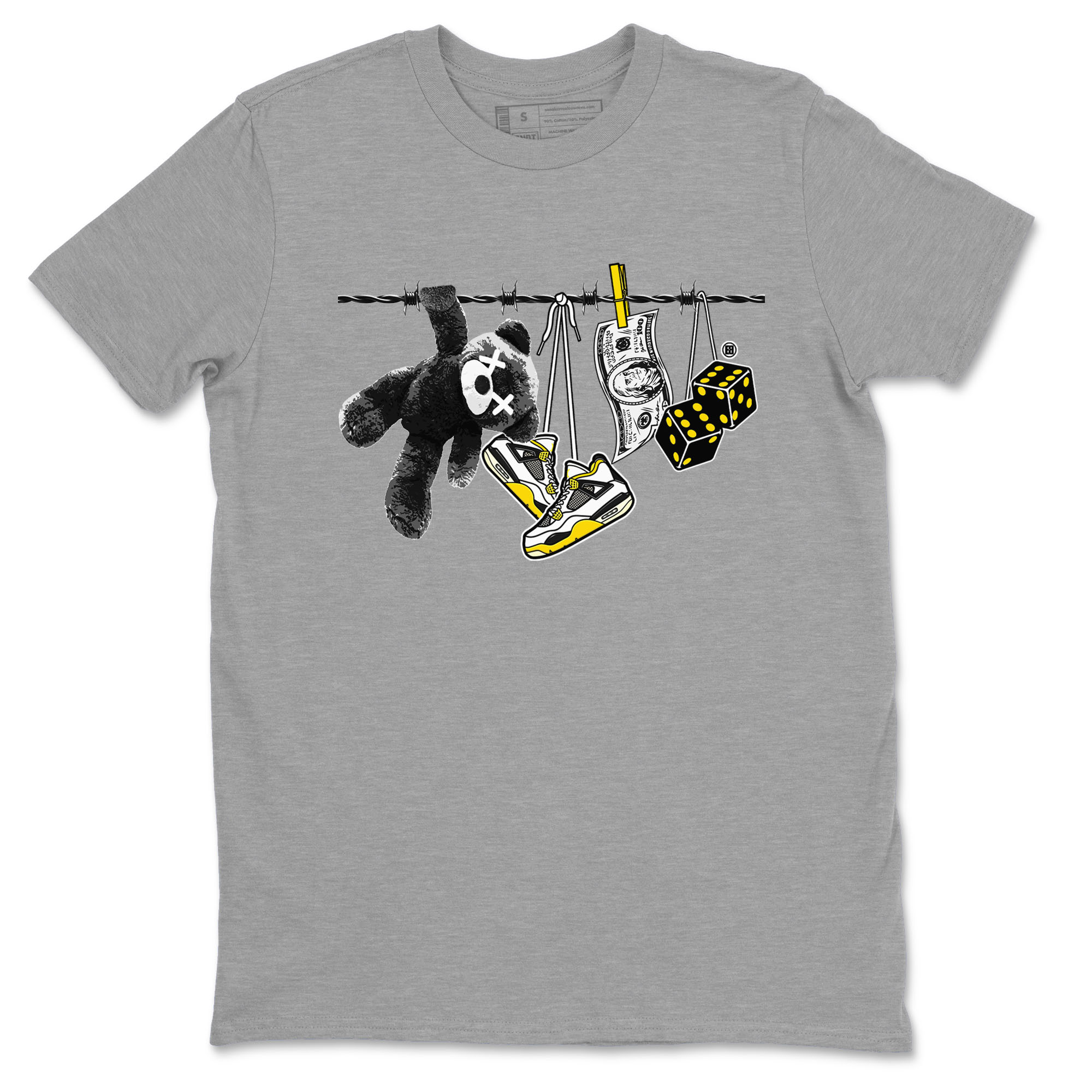Air Jordan 4 Vivid Sulfur shirt to match jordans Clothesline sneaker tees 4s Vivid Sulfur Drip Gear Zone unisex cotton Heather Grey 2 crew neck shirt