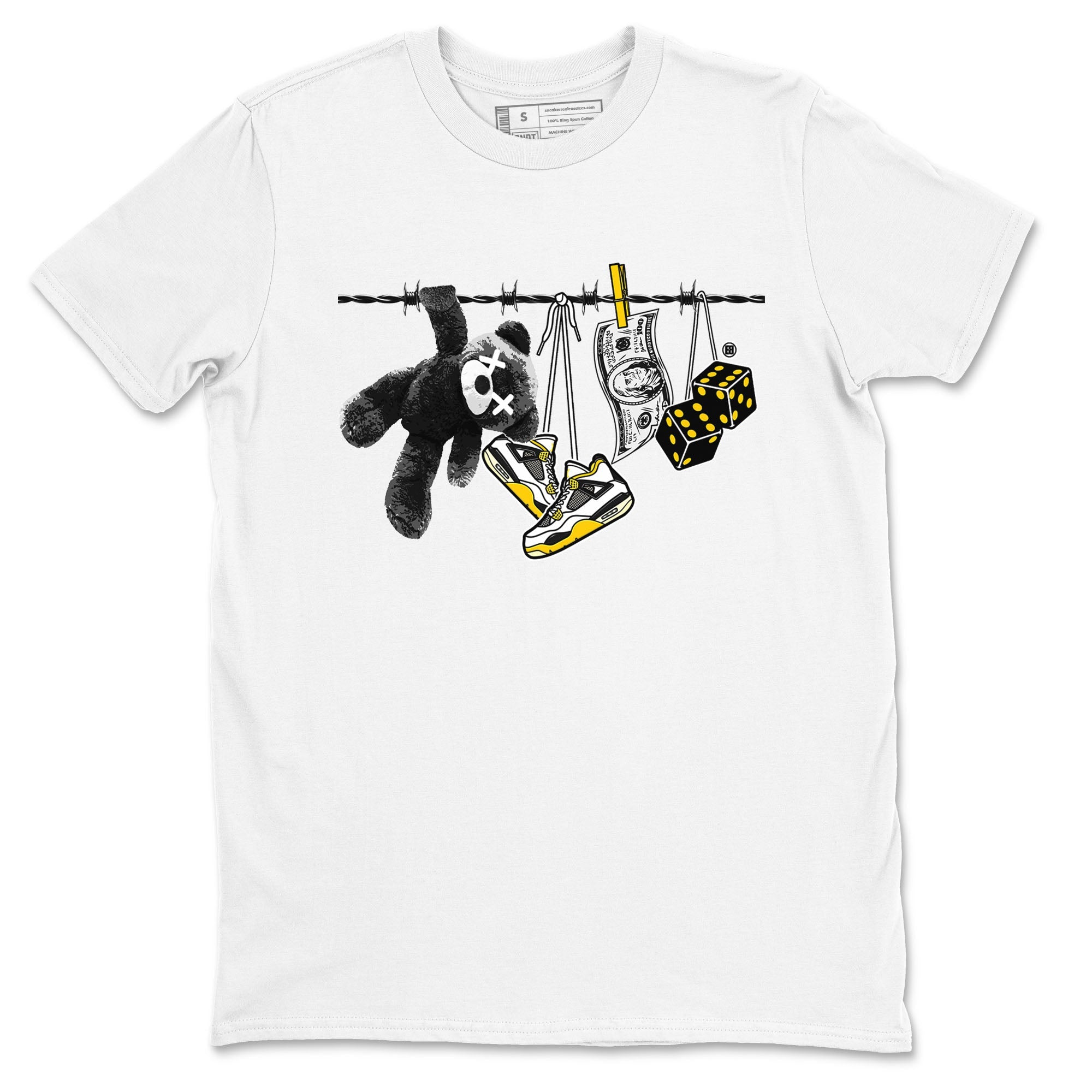 Air Jordan 4 Vivid Sulfur shirt to match jordans Clothesline sneaker tees 4s Vivid Sulfur Drip Gear Zone unisex cotton White 2 crew neck shirt