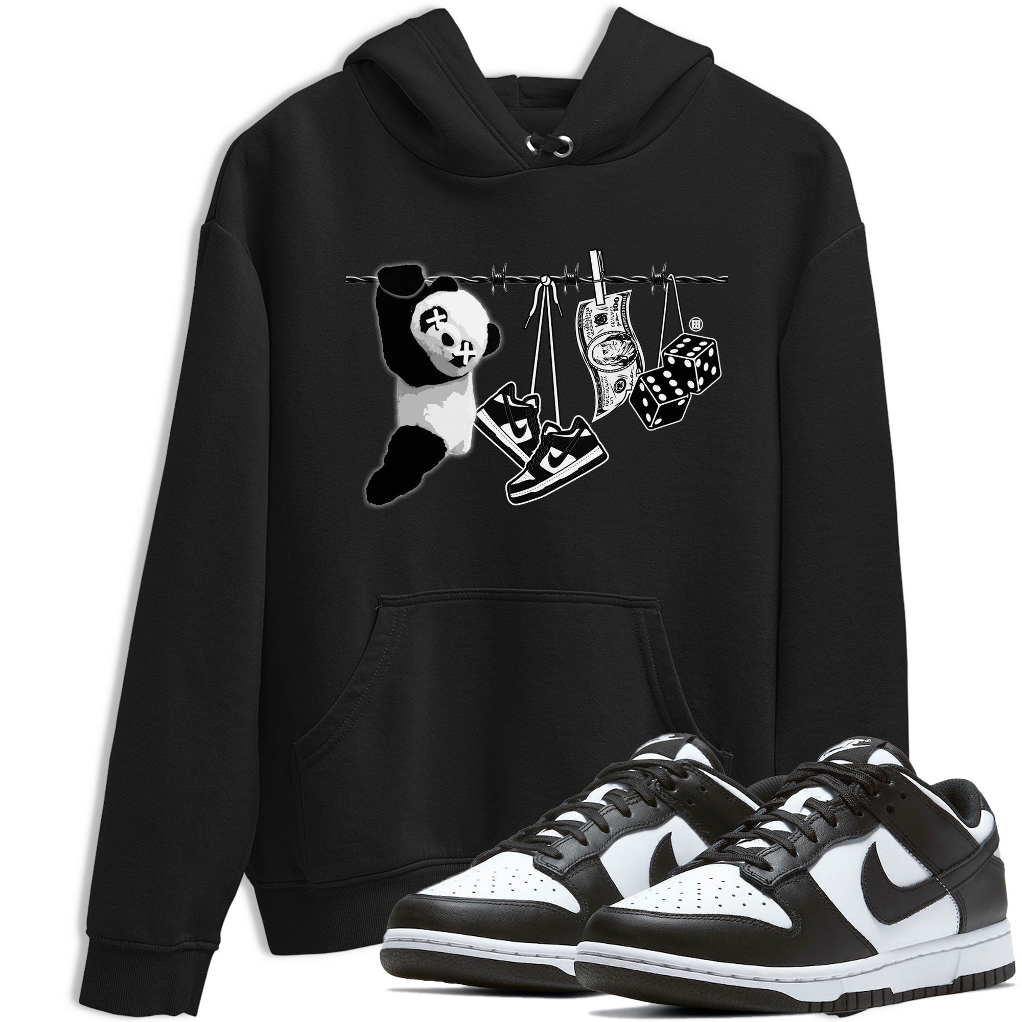 Dunk Panda shirt to match jordans Clothesline sneaker tees Dunk White Black Panda Drip Gear Zone Unisex Black 1 T-Shirt