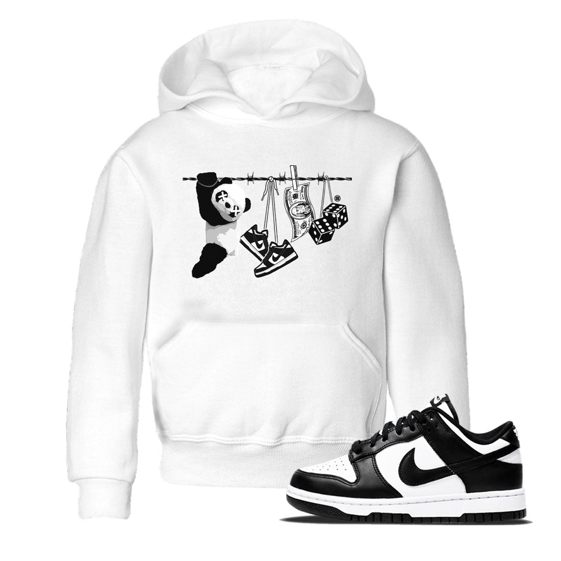 Dunk Panda shirt to match jordans Clothesline sneaker tees Dunk White Black Panda Drip Gear Zone Baby Toddler White 1 T-Shirt