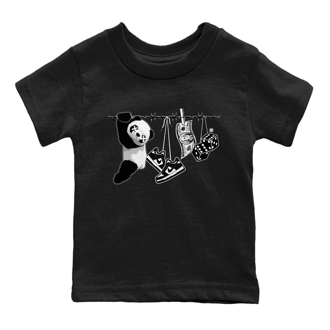 Dunk Panda shirt to match jordans Clothesline sneaker tees Dunk White Black Panda Drip Gear Zone Baby Toddler Black 2 T-Shirt