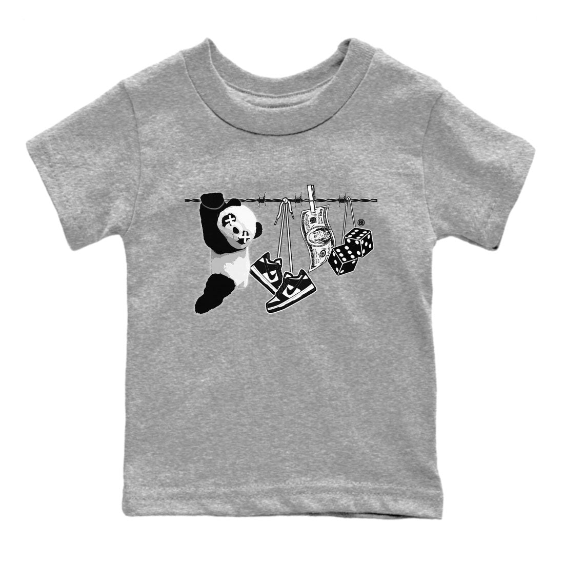 Dunk Panda shirt to match jordans Clothesline sneaker tees Dunk White Black Panda Drip Gear Zone Baby Toddler Heather Grey 2 T-Shirt