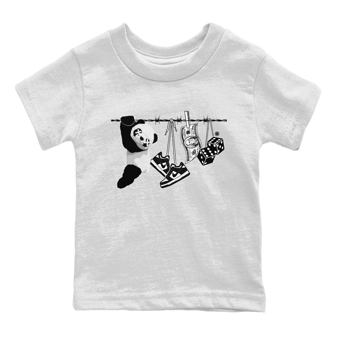 Dunk Panda shirt to match jordans Clothesline sneaker tees Dunk White Black Panda Drip Gear Zone Baby Toddler White 2 T-Shirt