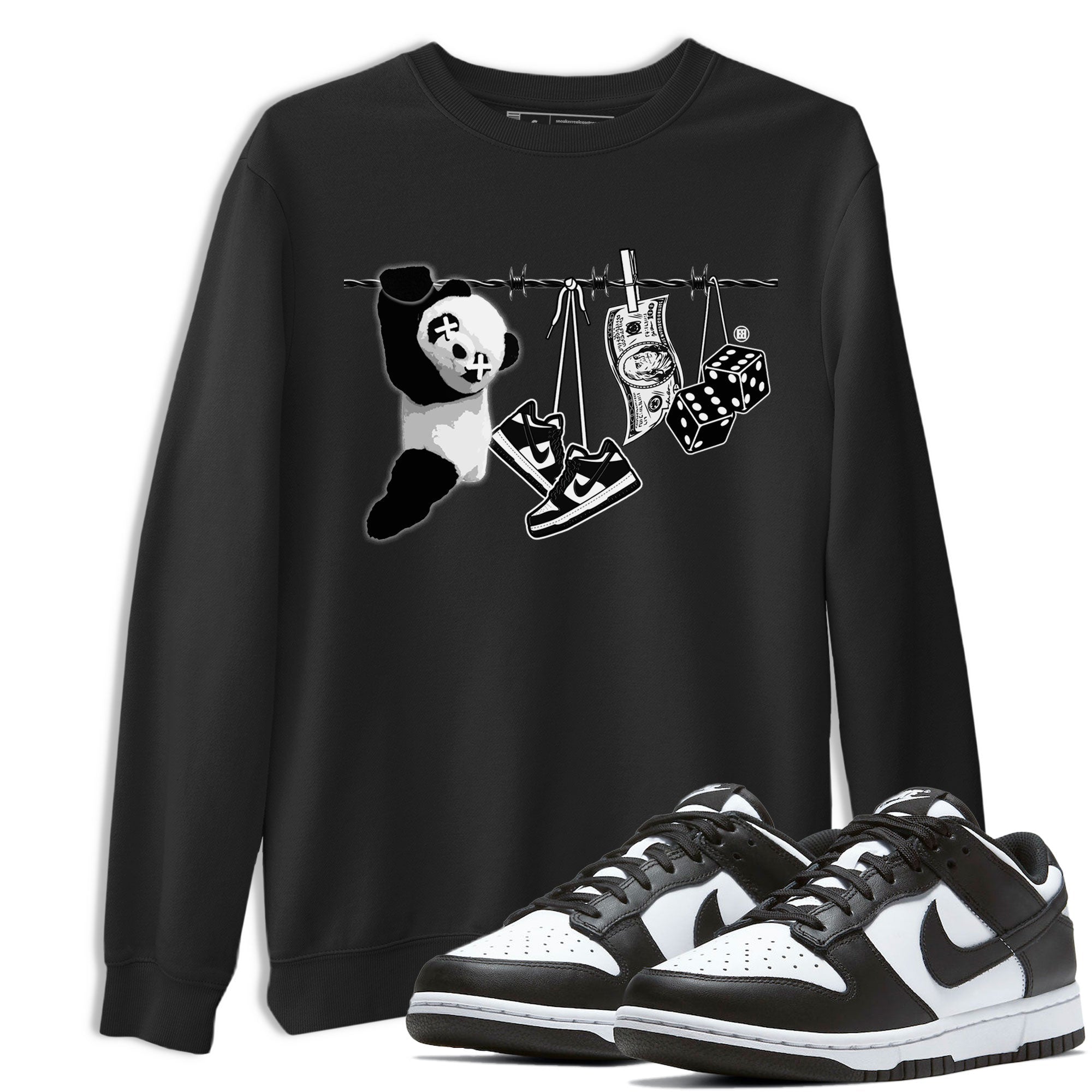 Dunk Panda shirt to match jordans Clothesline sneaker tees Dunk White Black Panda Drip Gear Zone Unisex Black 1 T-Shirt