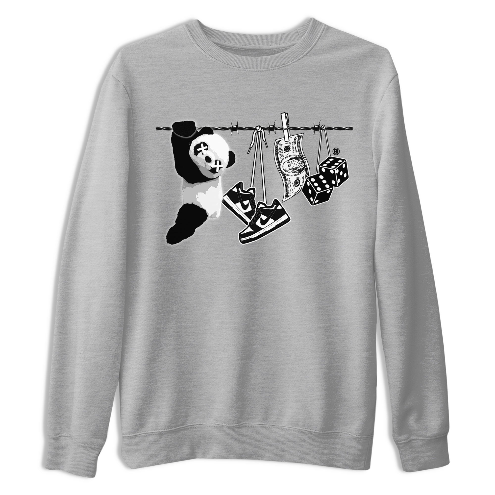 Dunk Panda shirt to match jordans Clothesline sneaker tees Dunk White Black Panda Drip Gear Zone Unisex Heather Grey 2 T-Shirt