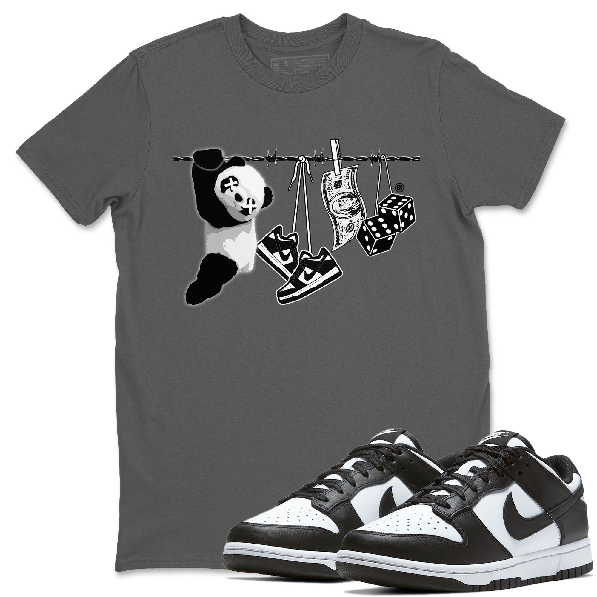 Dunk Panda shirt to match jordans Clothesline sneaker tees Dunk White Black Panda Drip Gear Zone Unisex Cool Grey 1 T-Shirt